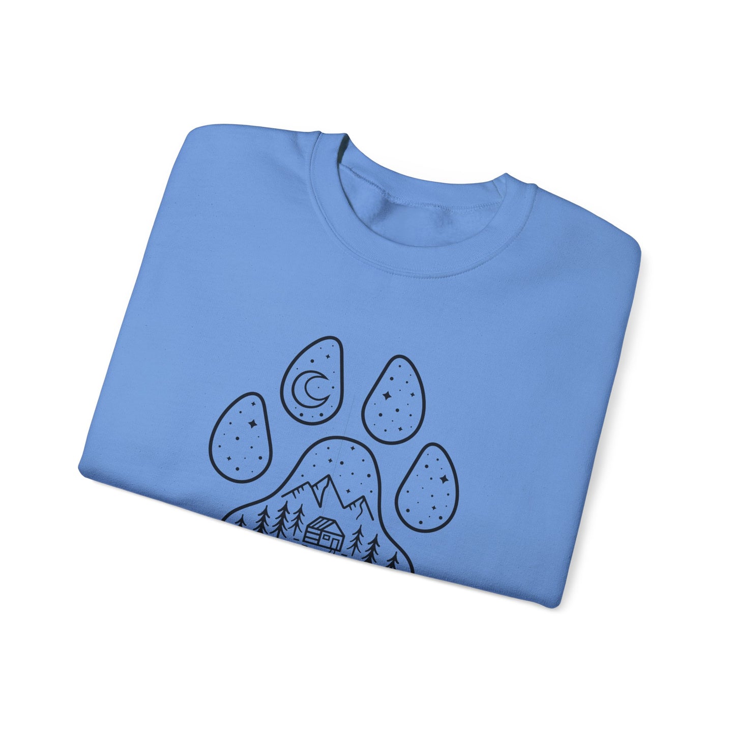 Adventure Awaits Unisex Crewneck Sweatshirt - Nature & Paw Print Design
