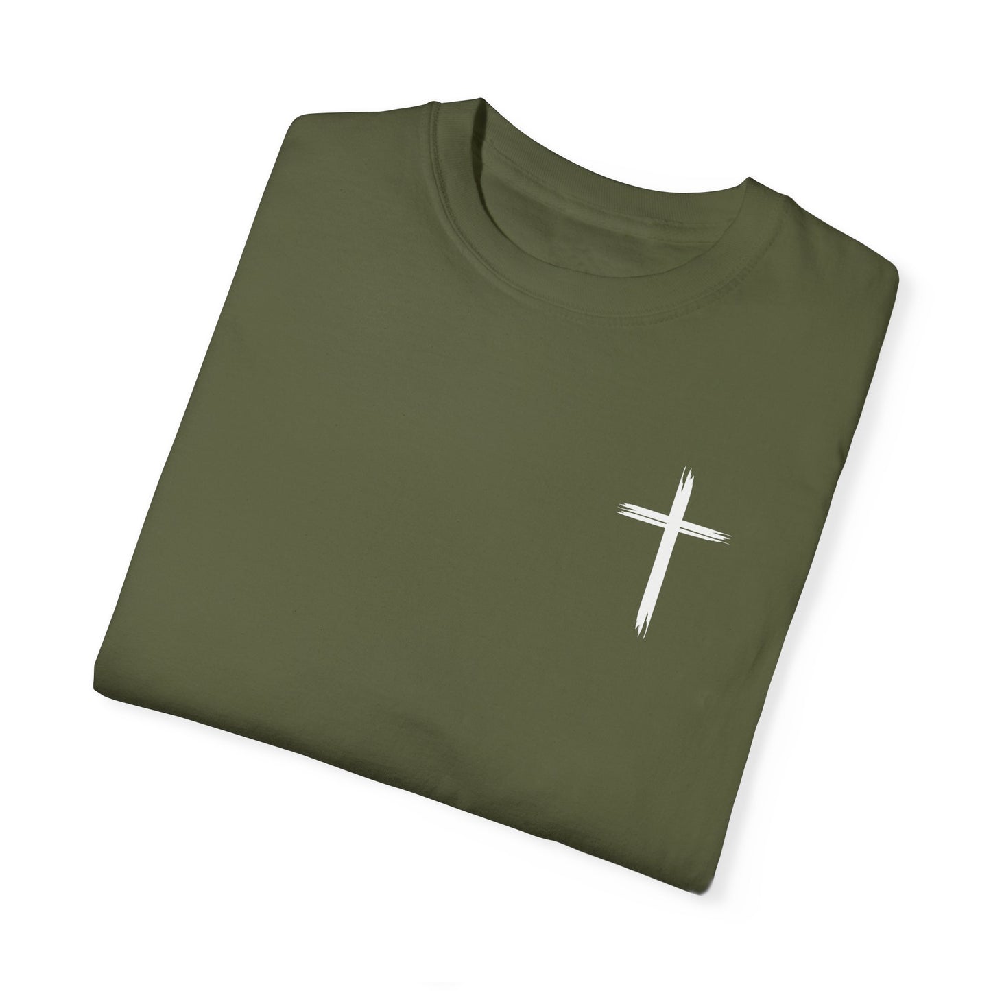 Unisex Garment-Dyed T-Shirt with Minimalist Cross Design
