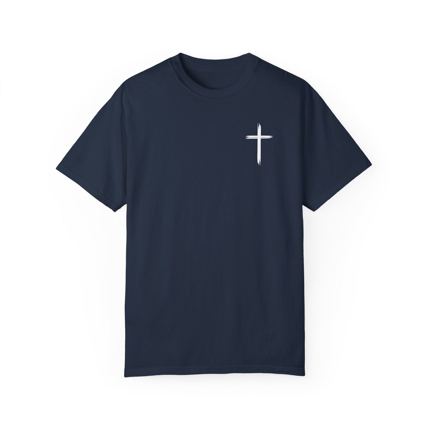Unisex Garment-Dyed T-Shirt with Minimalist Cross Design