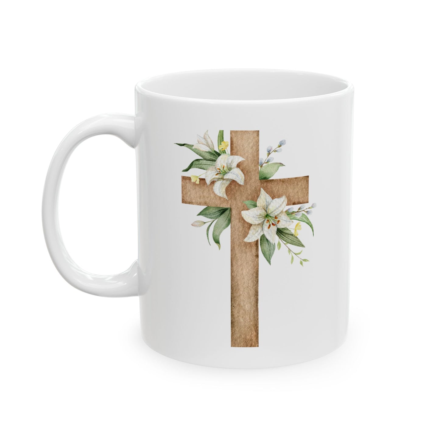 Floral Cross Ceramic Mug - Perfect Gift for Spiritual Occasions