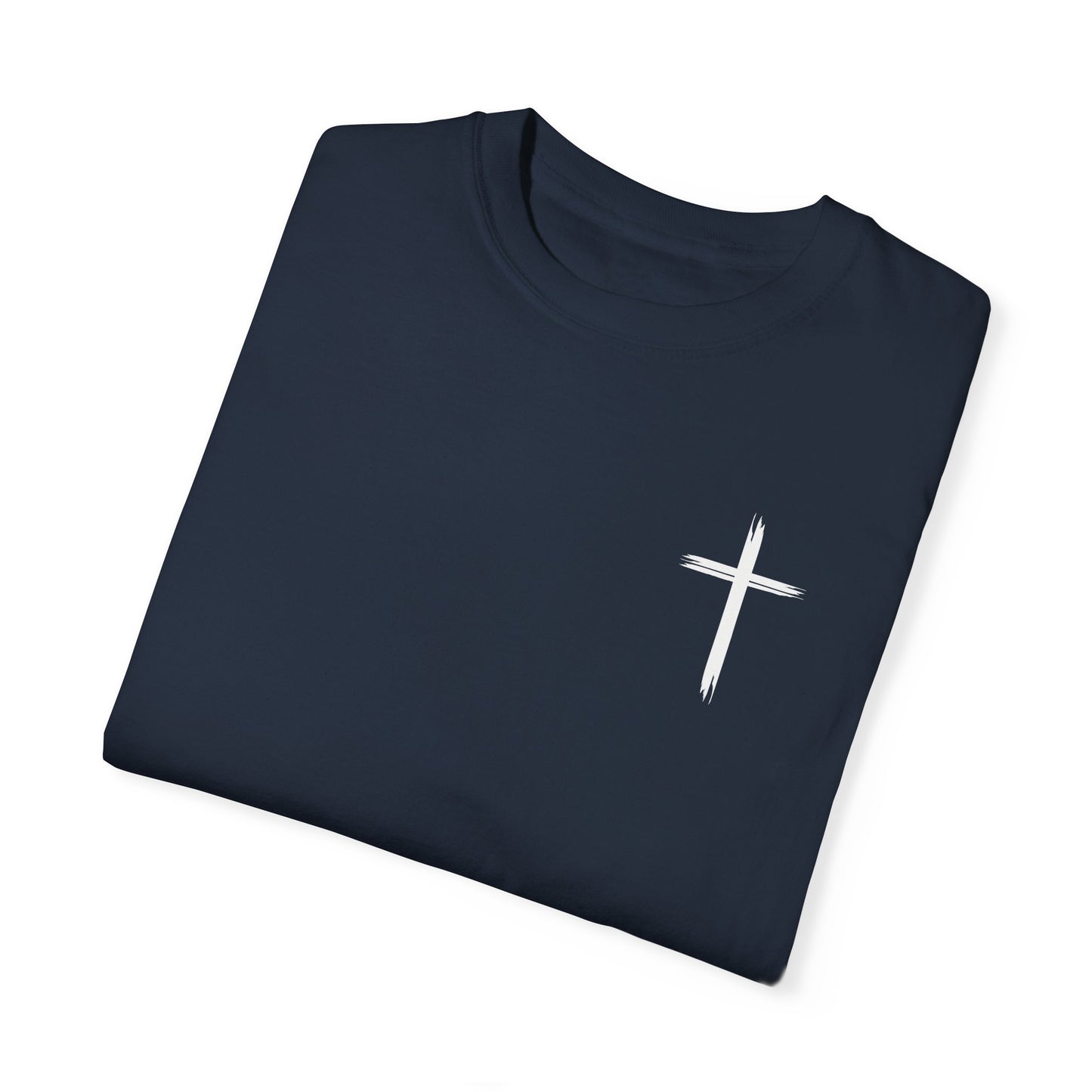 Unisex Garment-Dyed T-Shirt with Minimalist Cross Design