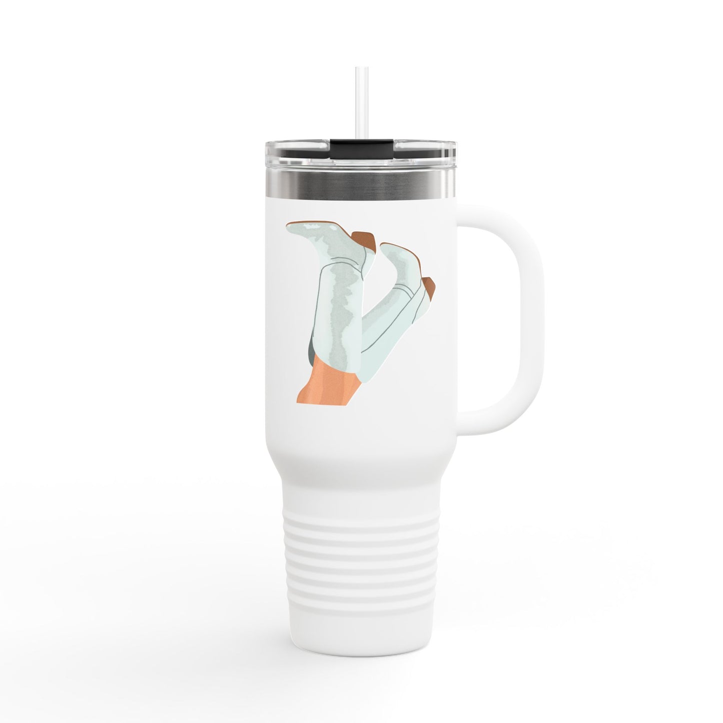 Chic Cowgirl Boots Insulated Travel Mug - 40oz with Fun Leg Graphic