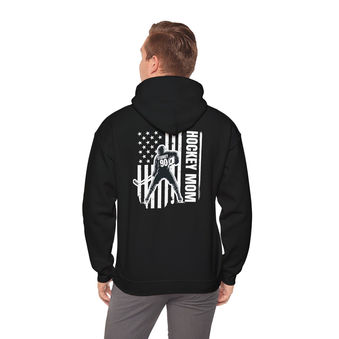 *** #90 STARKEY CUSTOM SAMPLE ONLY *** Dark color Jersey Player Hockey Dad Hoodie