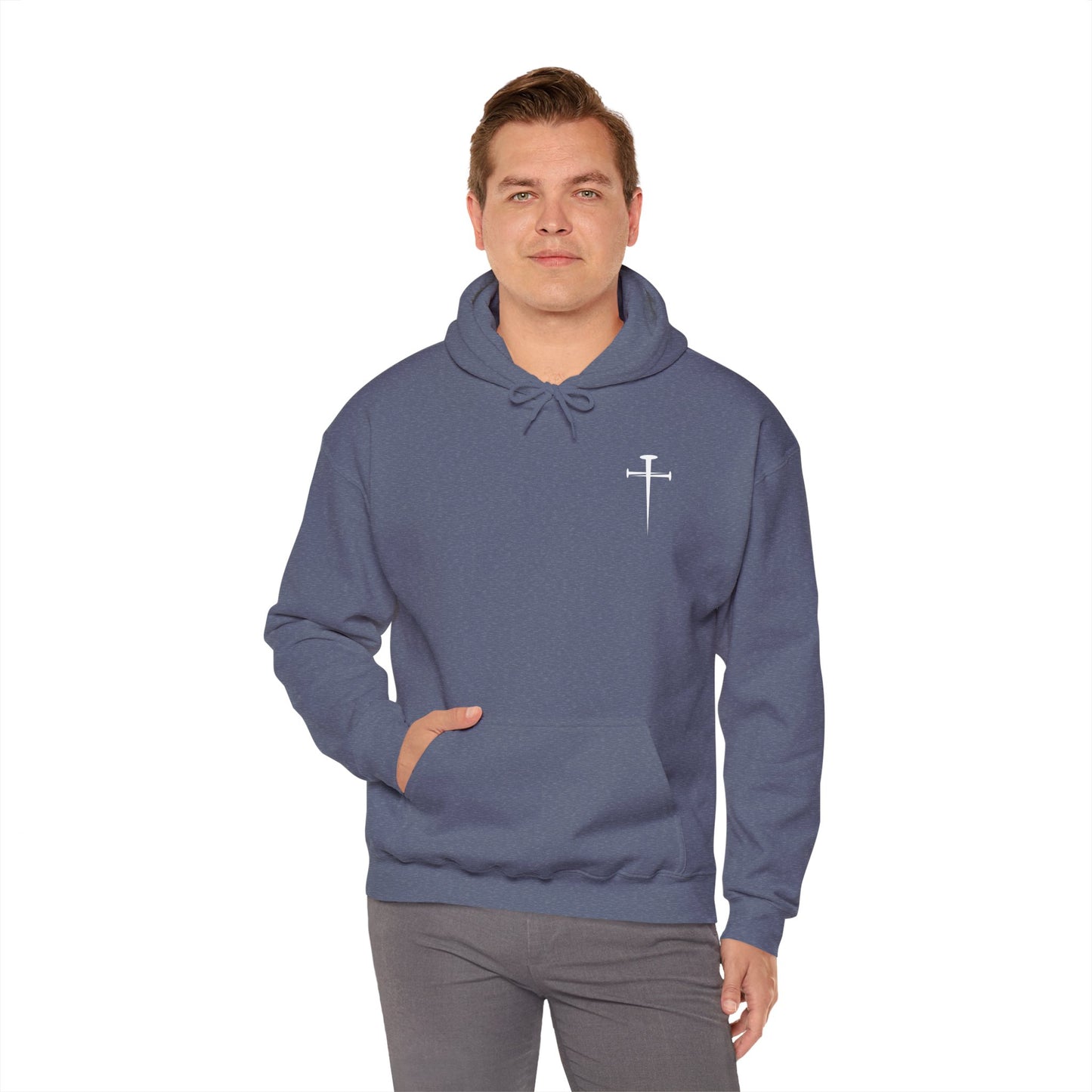 Unisex Heavy Blend™ Hooded Sweatshirt - Minimalist Design with Cross Logo