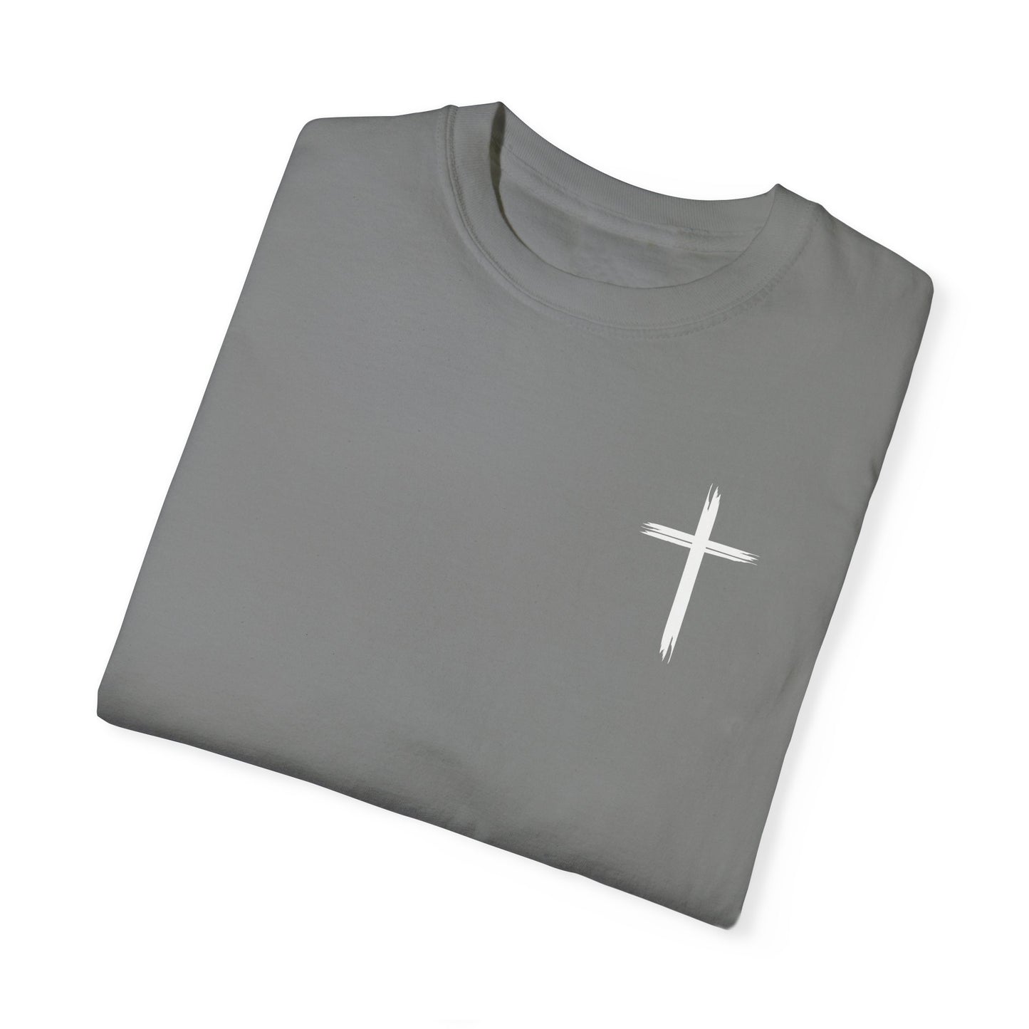 Unisex Garment-Dyed T-Shirt with Minimalist Cross Design