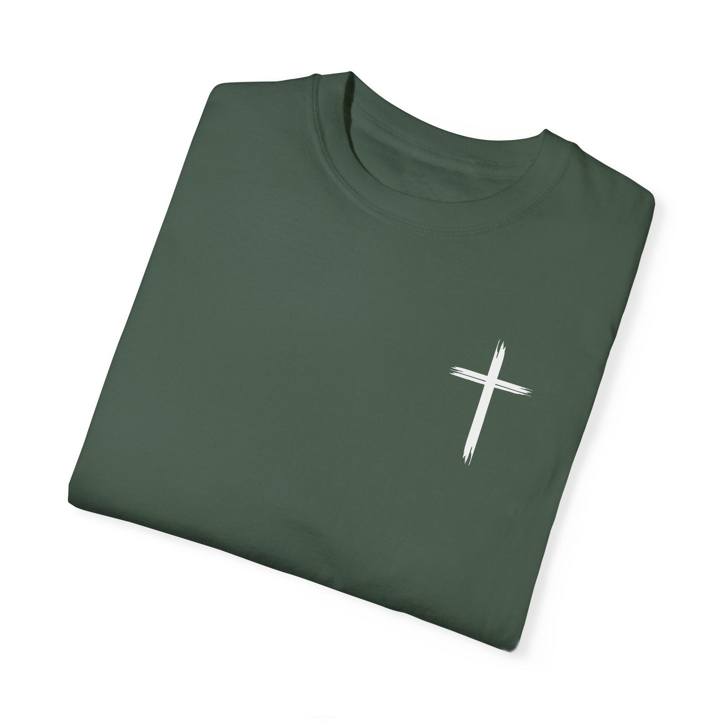 Unisex Garment-Dyed T-Shirt with Minimalist Cross Design