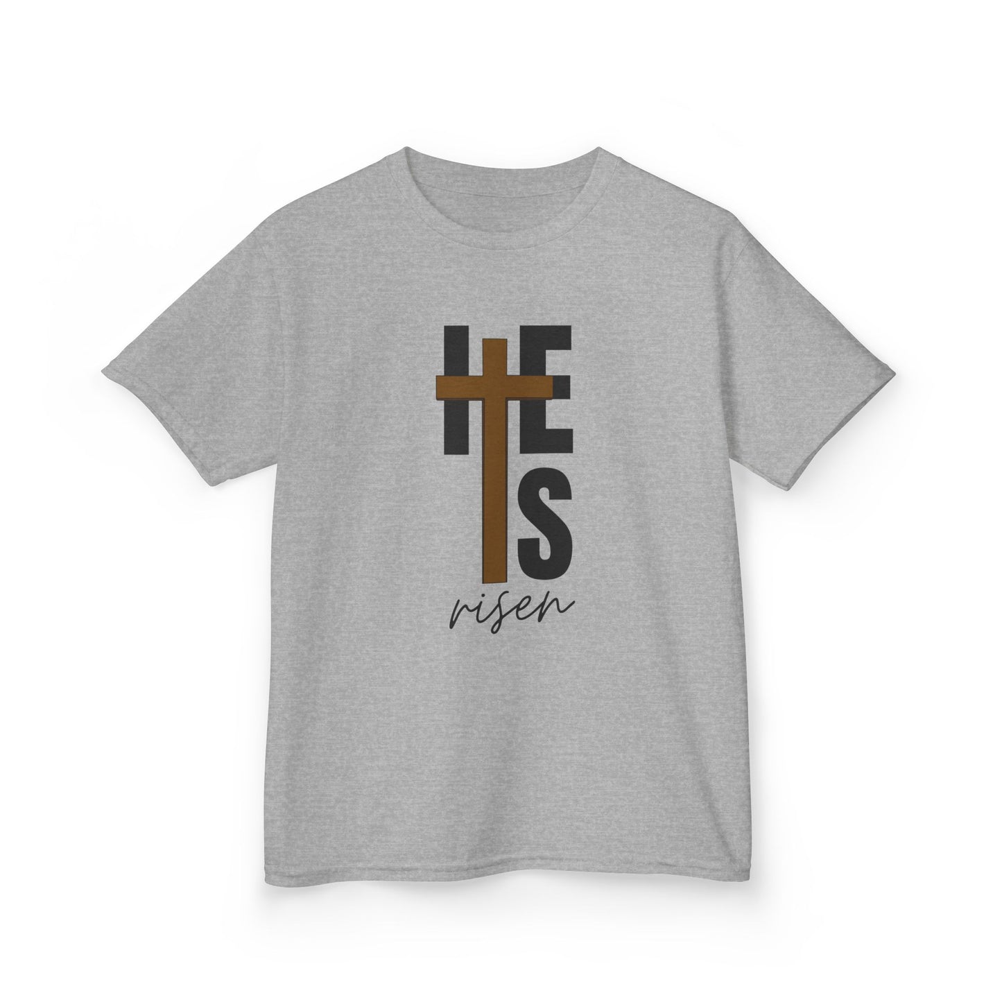 Kids Heavy Cotton™ Tee - "He is Risen" T-shirt for Boys and Girls