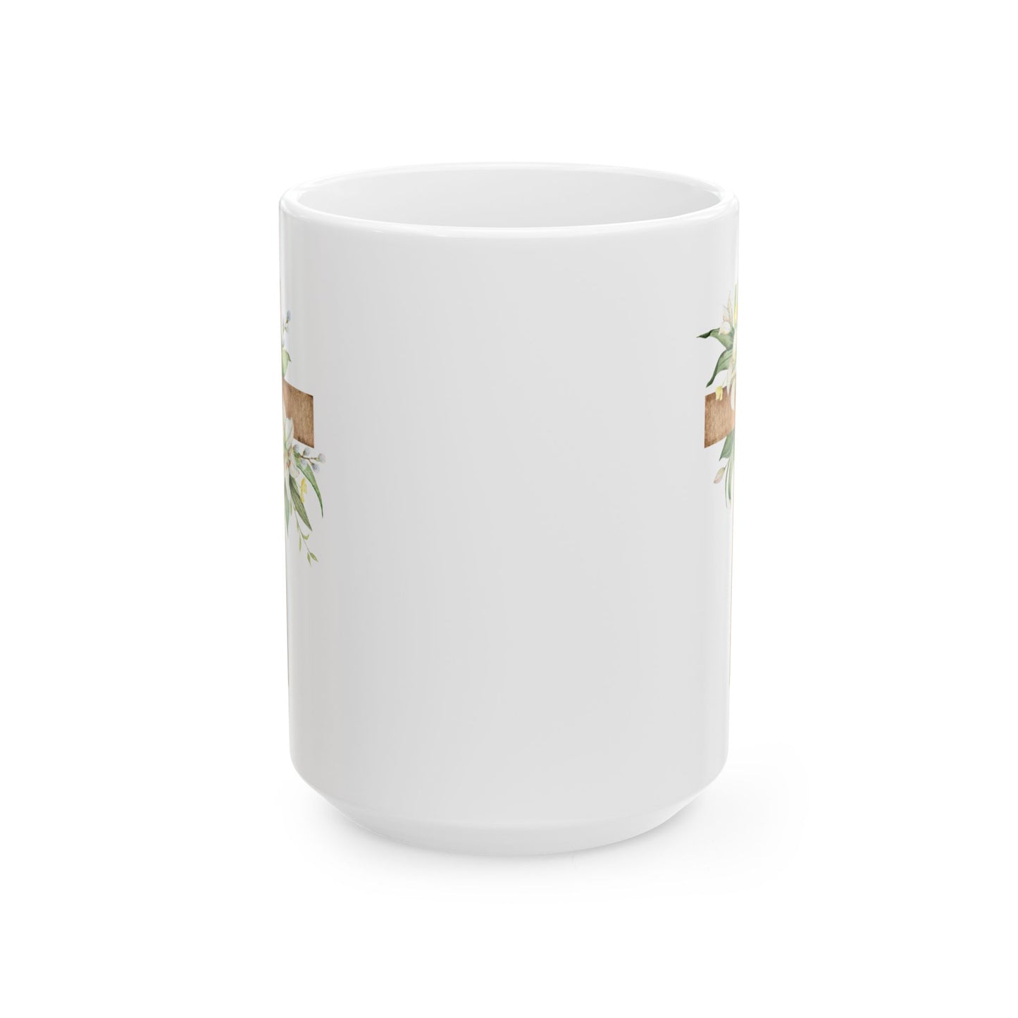 Floral Cross Ceramic Mug - Perfect Gift for Spiritual Occasions