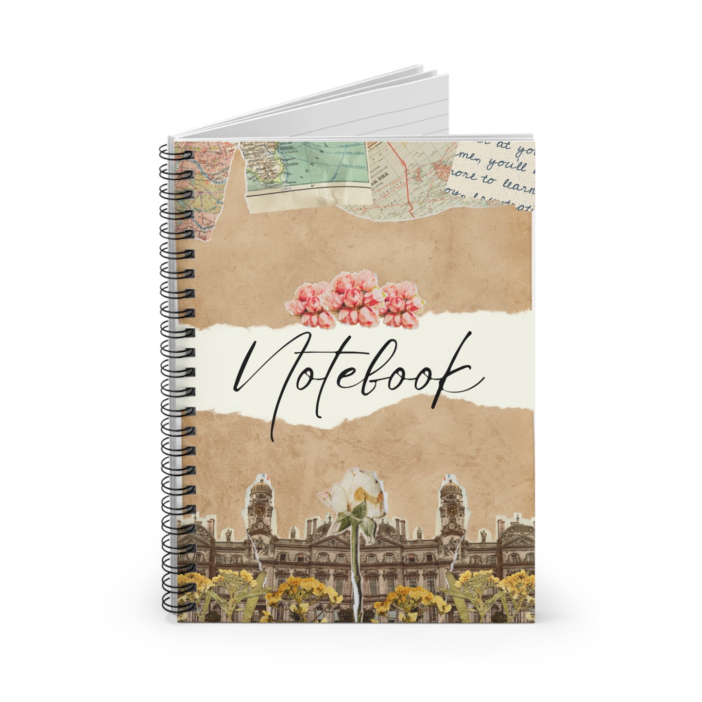 Vintage Floral Spiral Notebook - Ruled Line for Journaling and Note-Taking