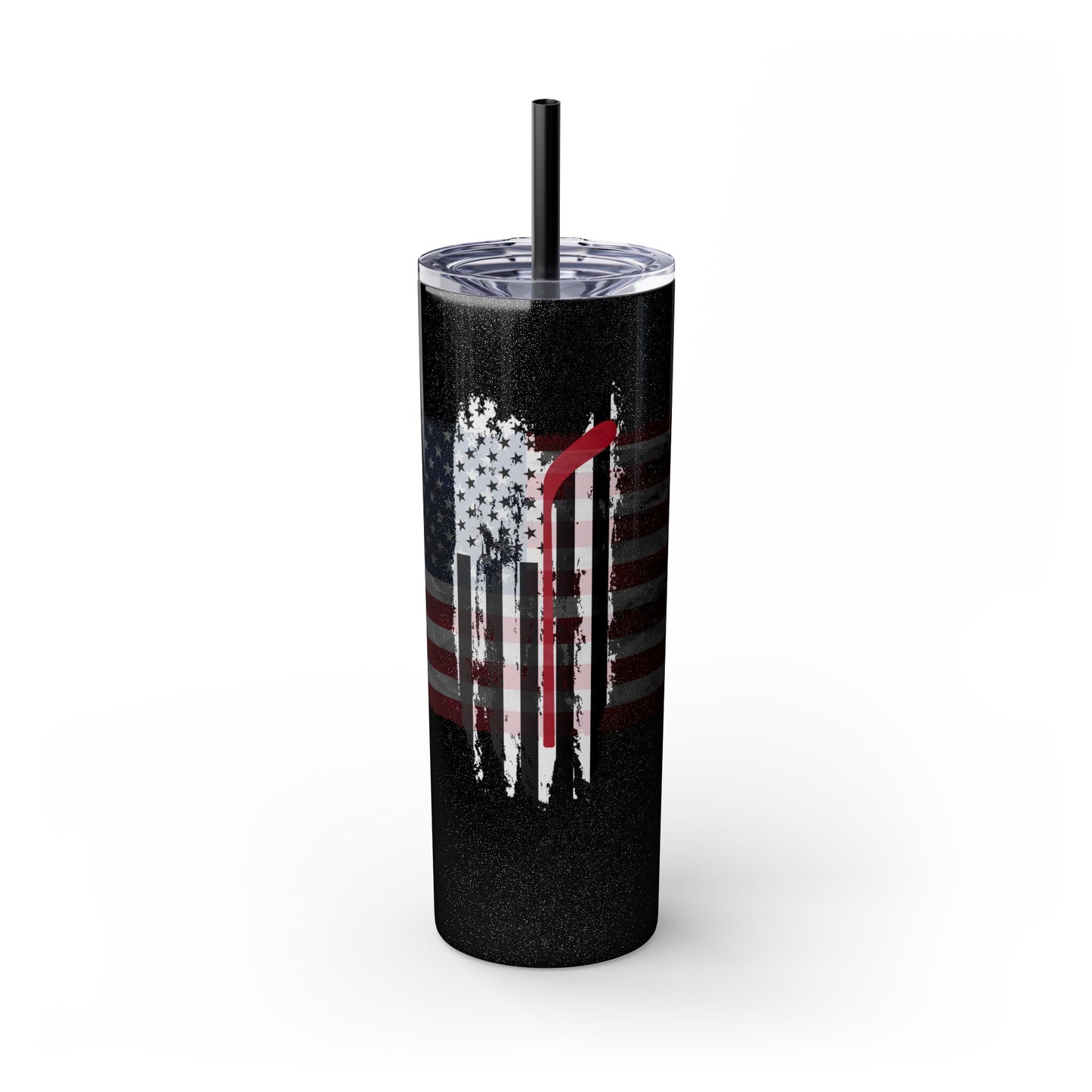 Patriotic Hockey Skinny Tumbler with Straw | 20oz Travel Mug for Independence Day