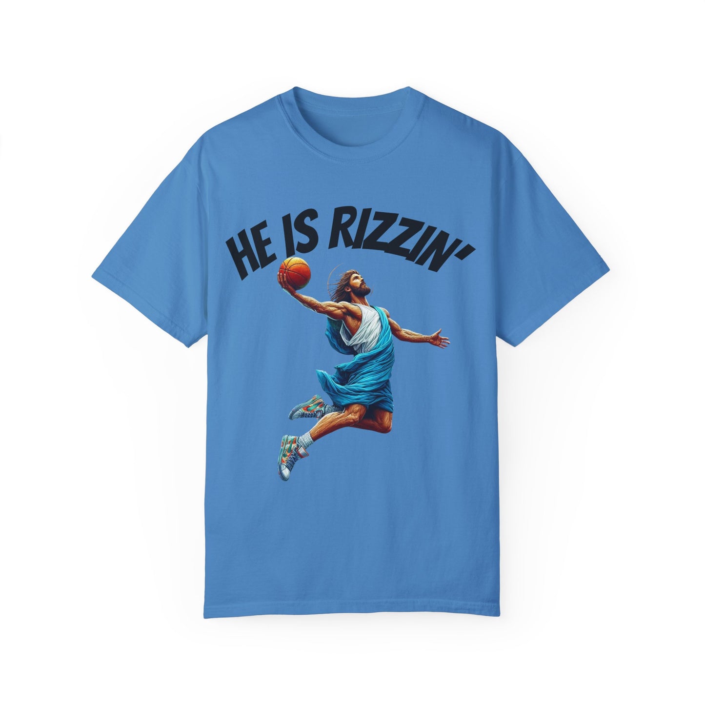 He Is Rizzin' Unisex Garment-Dyed T-Shirt | Trendy Basketball Tee for Sports Lovers
