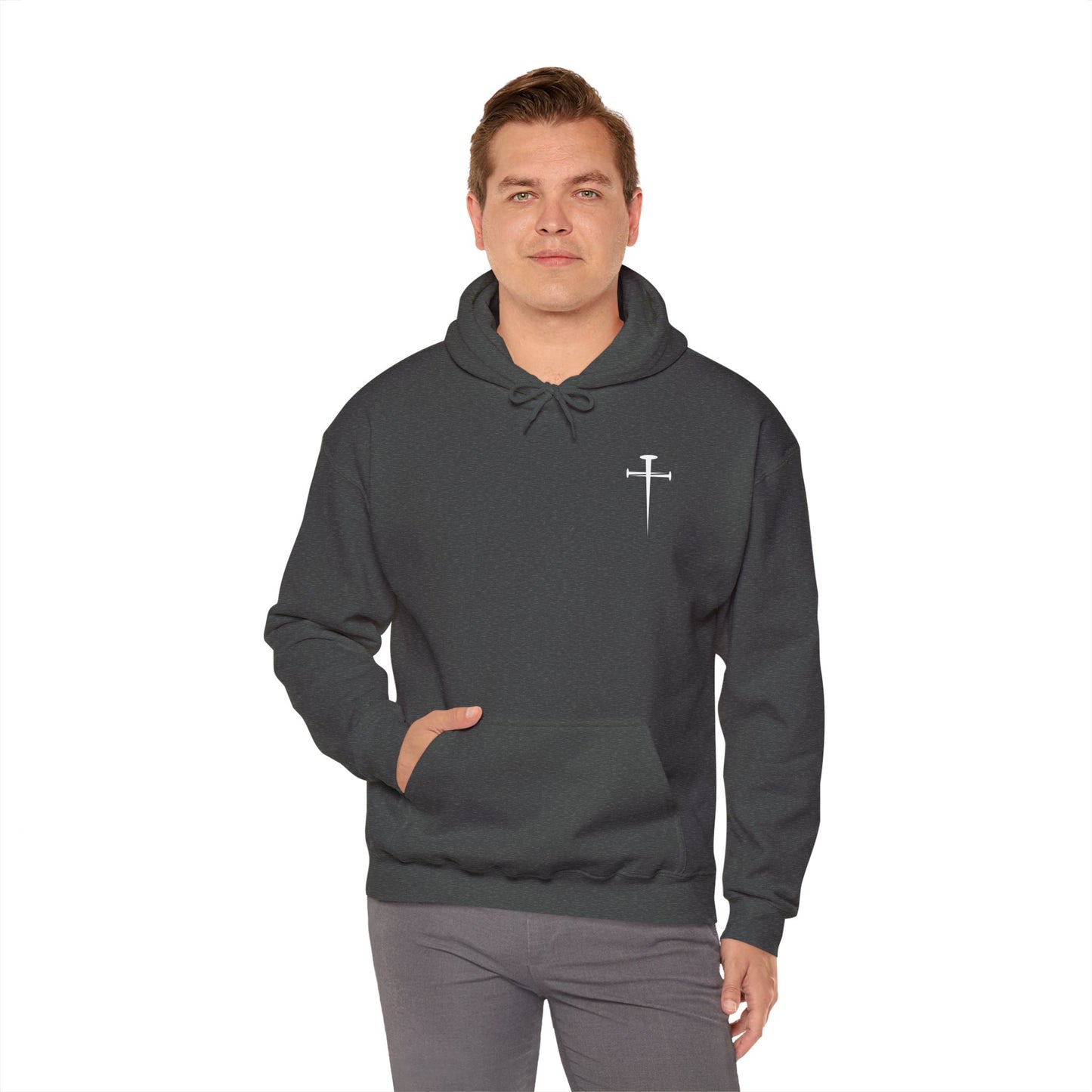 Unisex Heavy Blend™ Hooded Sweatshirt - Minimalist Design with Cross Logo