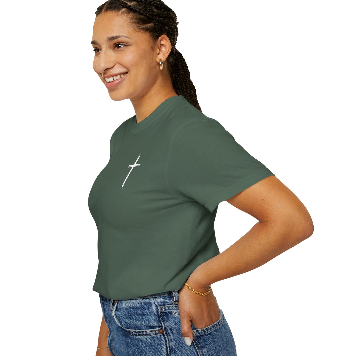 Unisex Garment-Dyed T-Shirt with Minimalist Cross Design