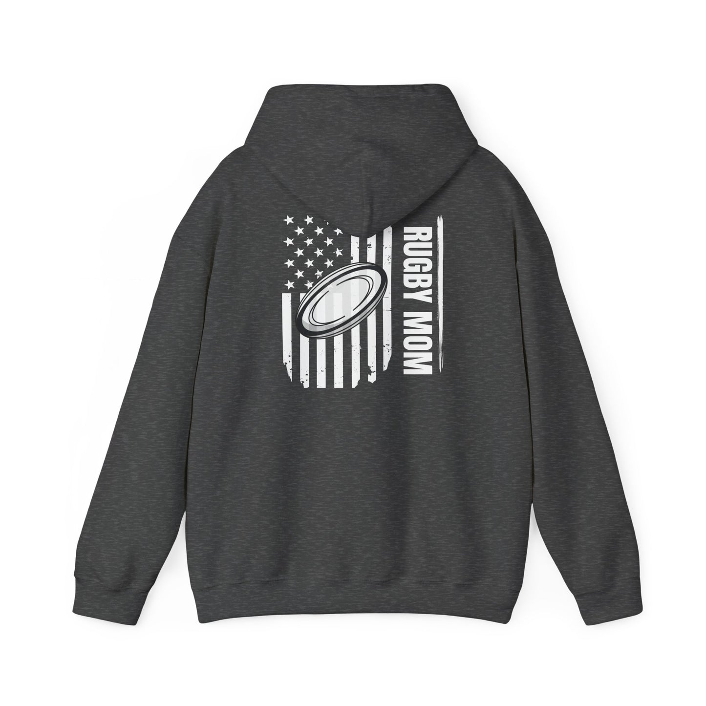 Rugby Mom Hoodie – Unisex Heavy Blend™ Sweatshirt with American Flag Design
