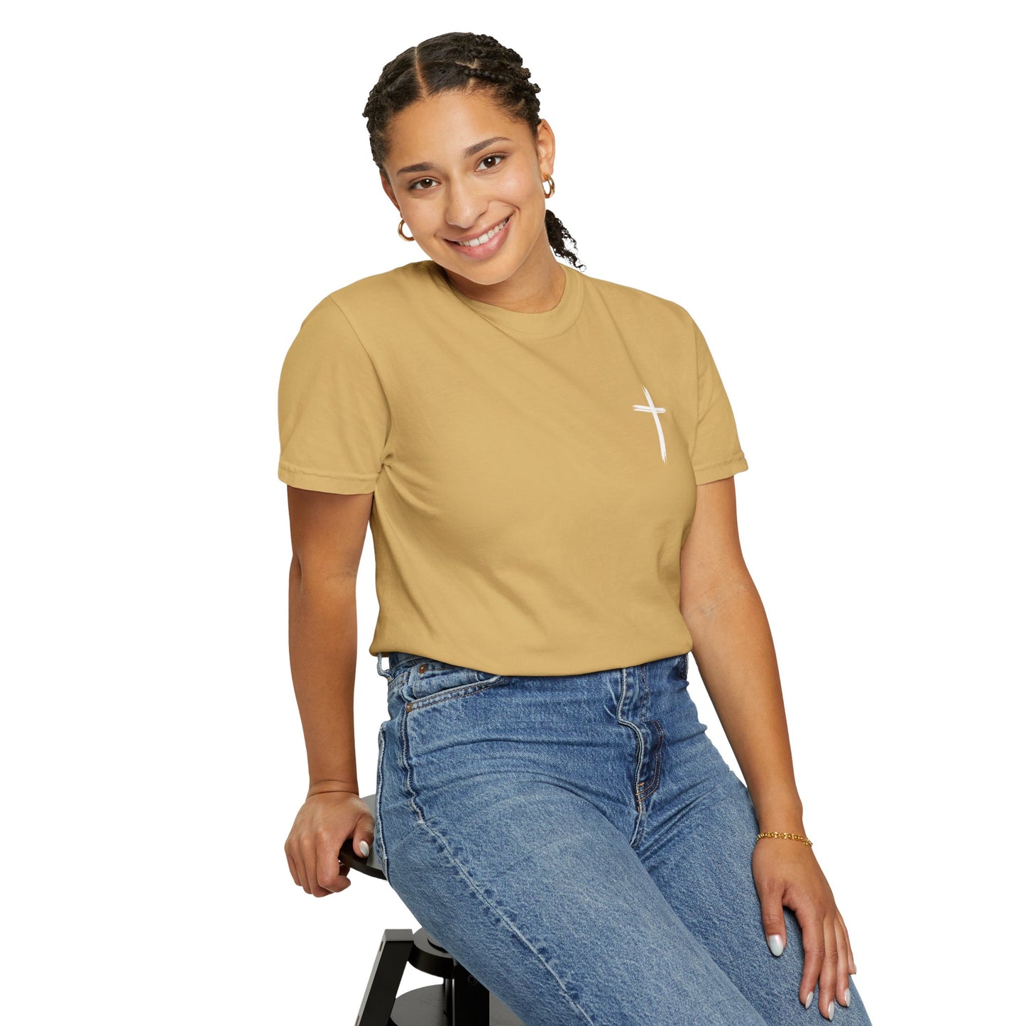 Unisex Garment-Dyed T-Shirt with Minimalist Cross Design