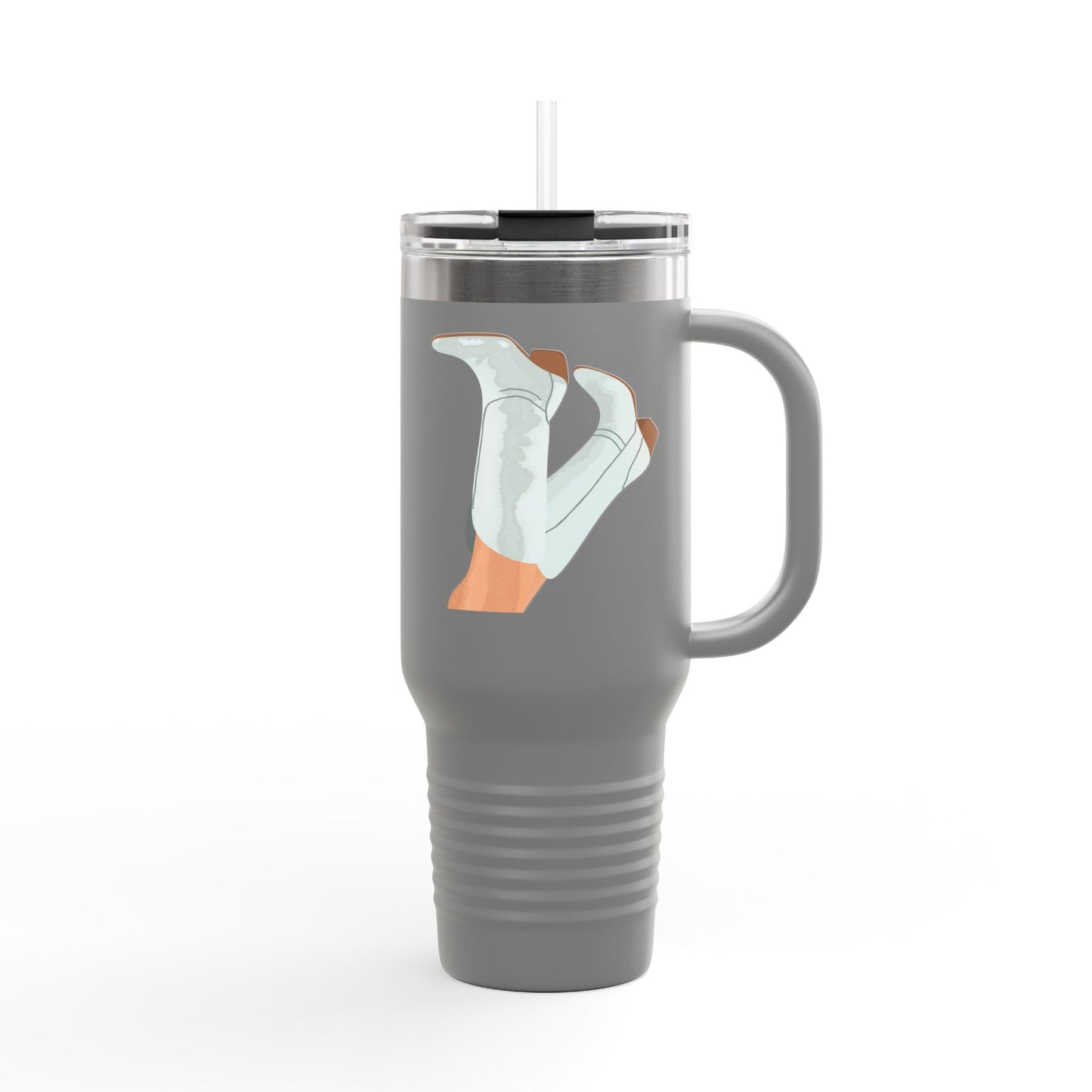 Chic Cowgirl Boots Insulated Travel Mug - 40oz with Fun Leg Graphic