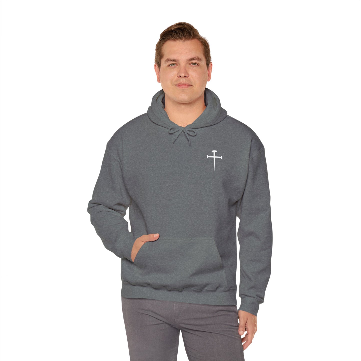 Unisex Heavy Blend™ Hooded Sweatshirt - Minimalist Design with Cross Logo