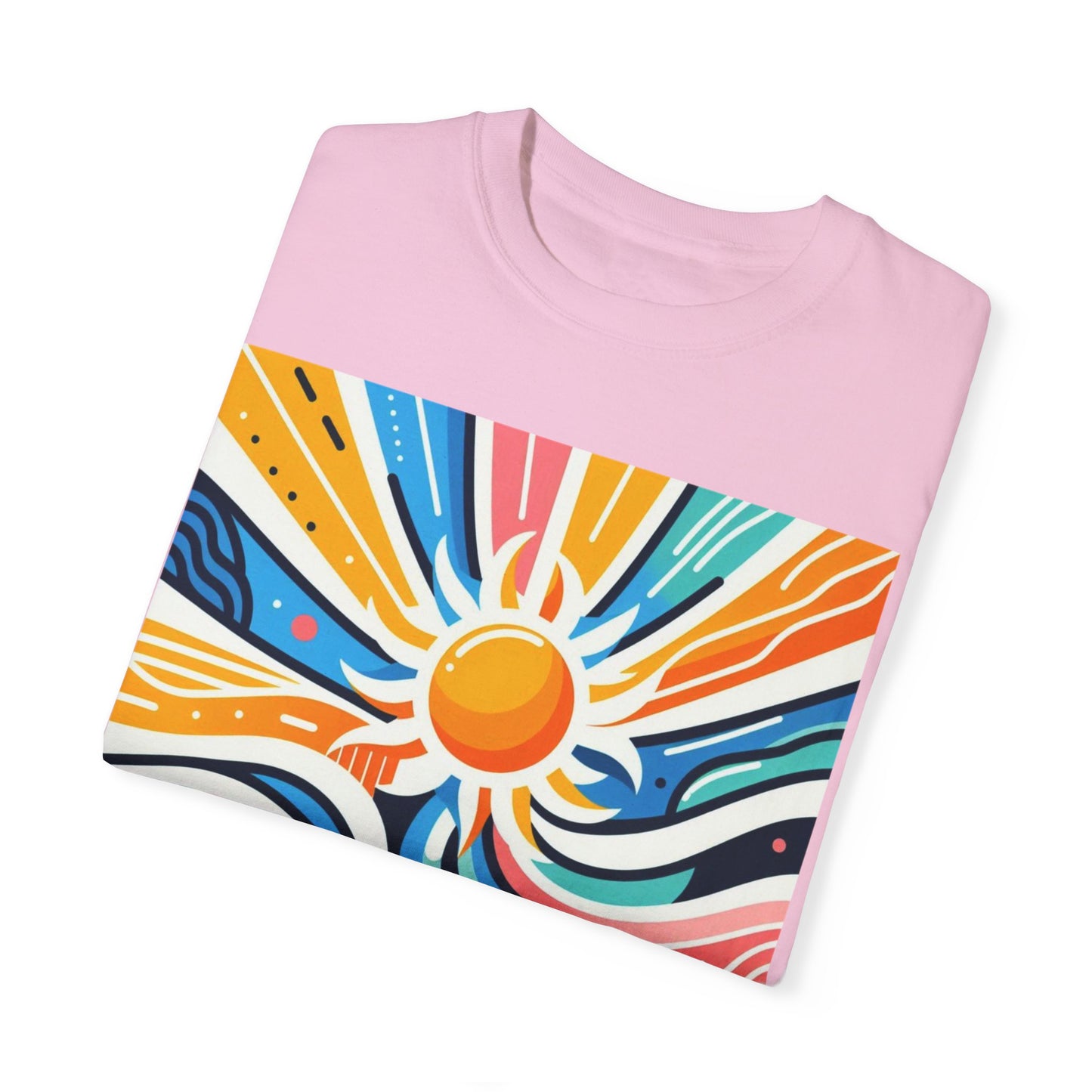 Sunrise Vibes Unisex Garment-Dyed T-Shirt - Colorful Abstract Design