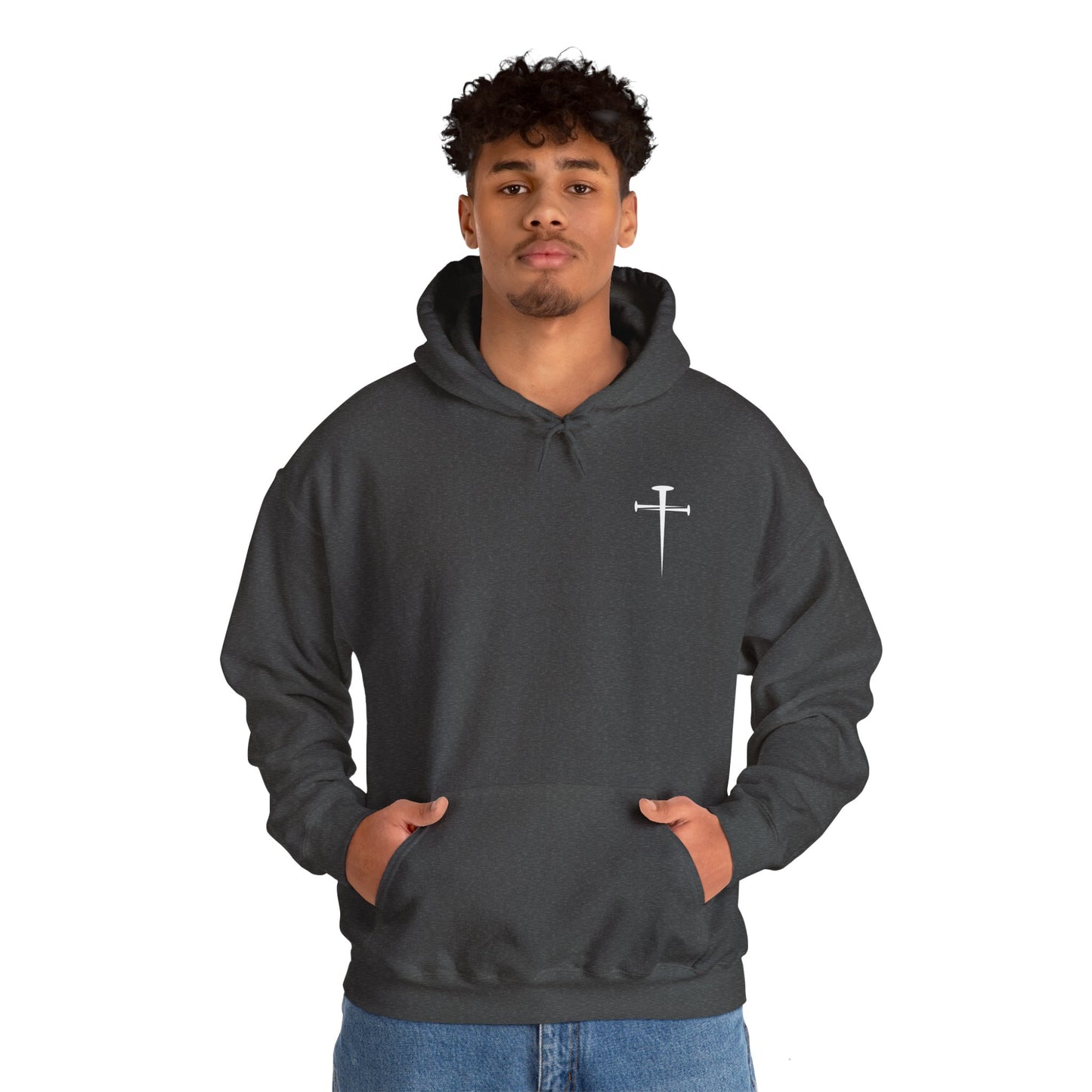 Unisex Heavy Blend™ Hooded Sweatshirt - Minimalist Design with Cross Logo
