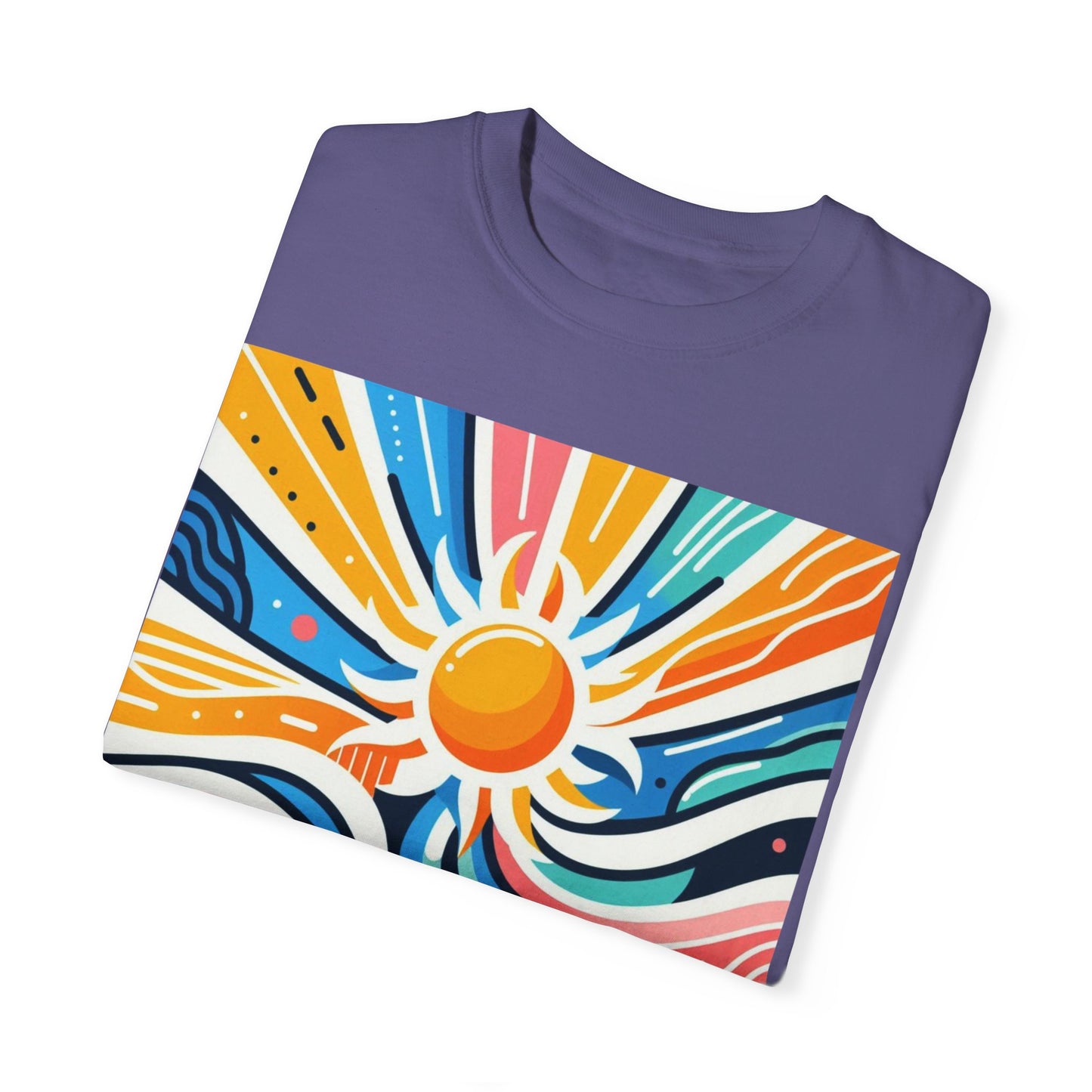 Sunrise Vibes Unisex Garment-Dyed T-Shirt - Colorful Abstract Design