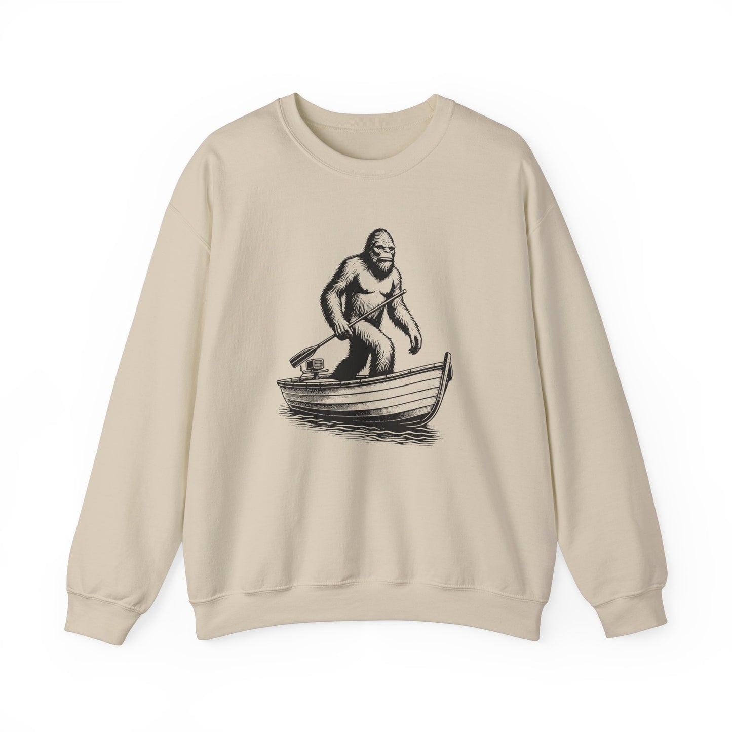 Bigfoot Fishing Adventure Crewneck Sweatshirt - Unisex, Cozy Apparel for Outdoorsy Fans