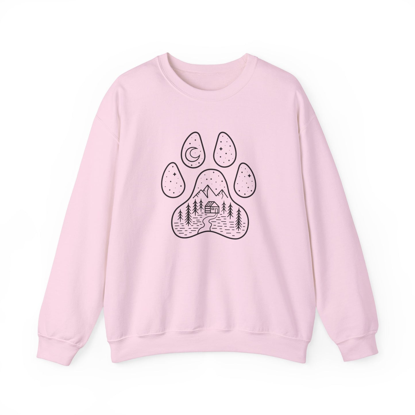 Adventure Awaits Unisex Crewneck Sweatshirt - Nature & Paw Print Design