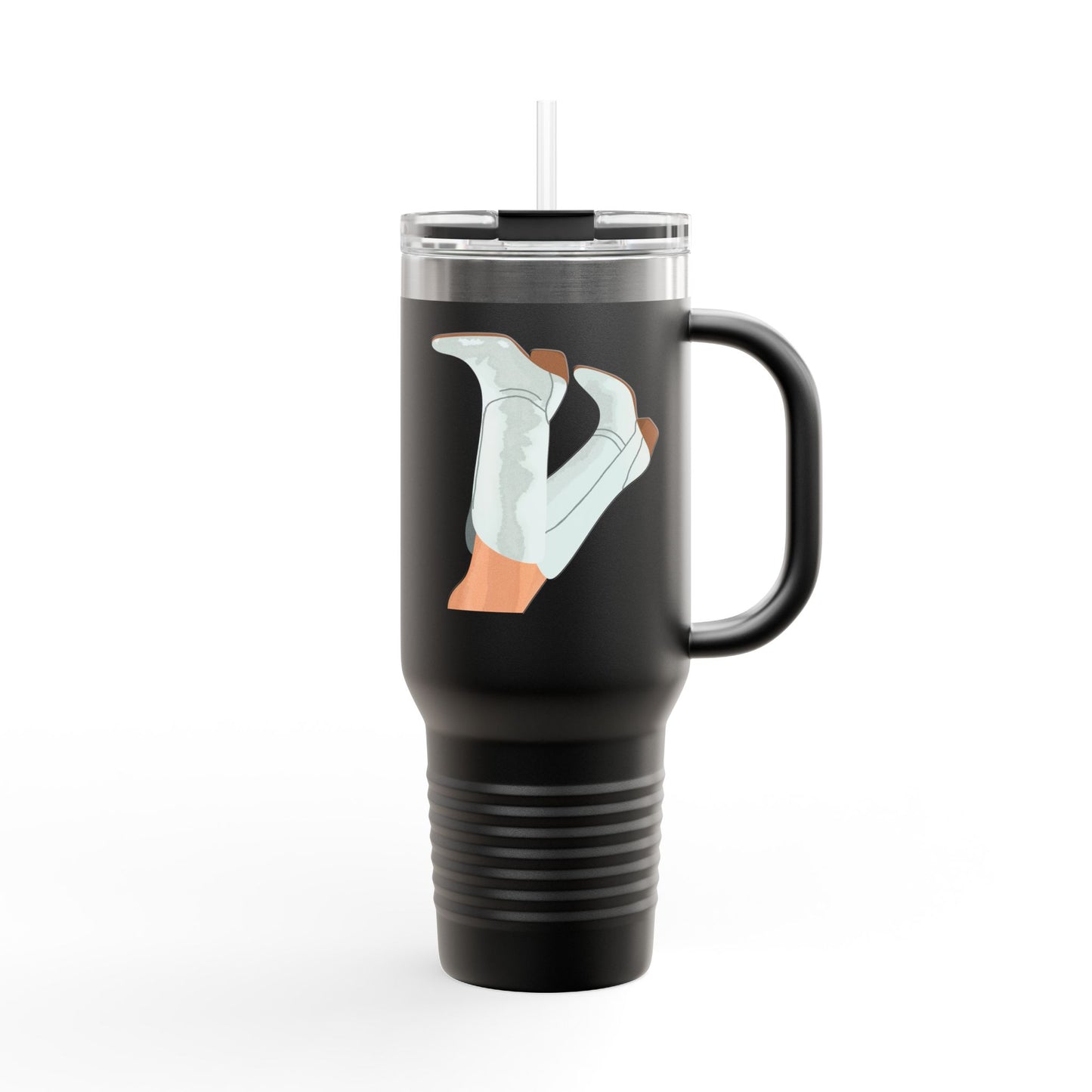 Chic Cowgirl Boots Insulated Travel Mug - 40oz with Fun Leg Graphic
