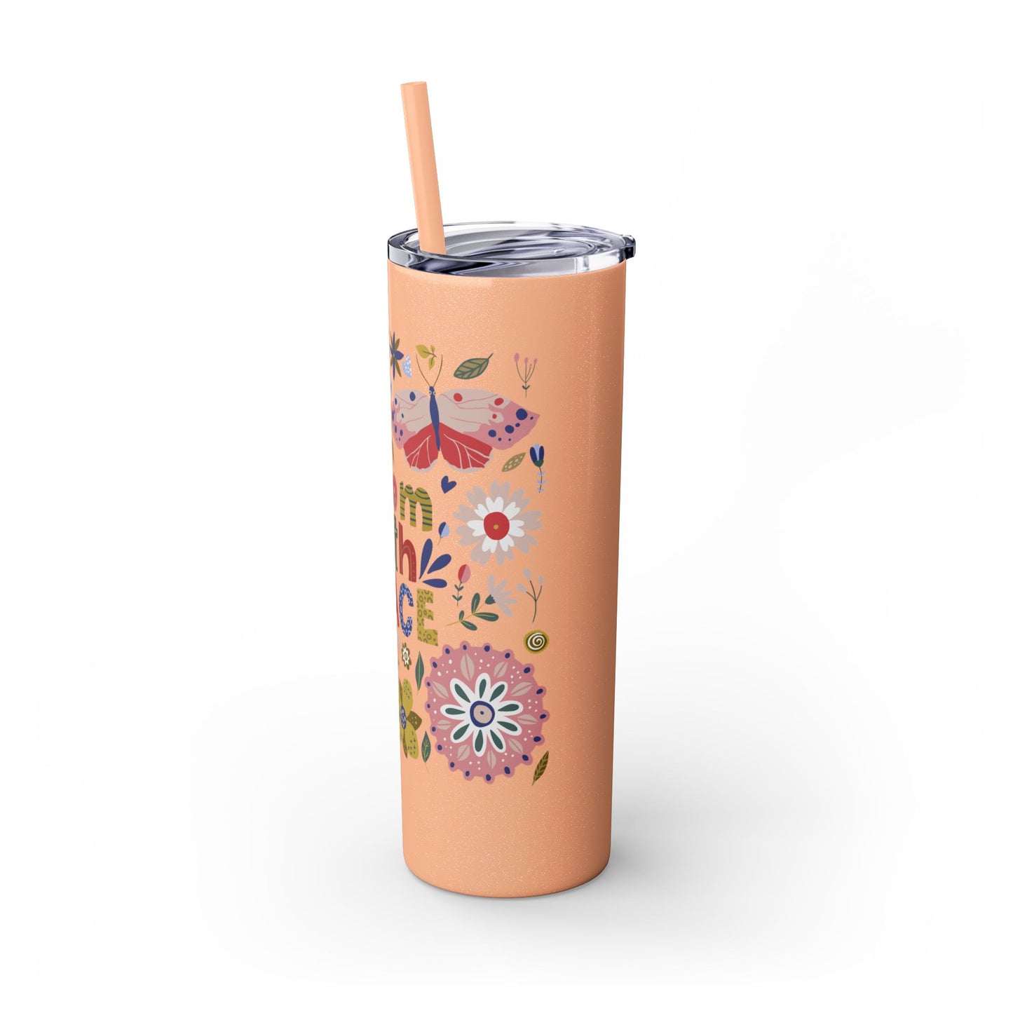 Bloom with Grace 20oz Skinny Tumbler with Straw - Stylish Floral Drinkware