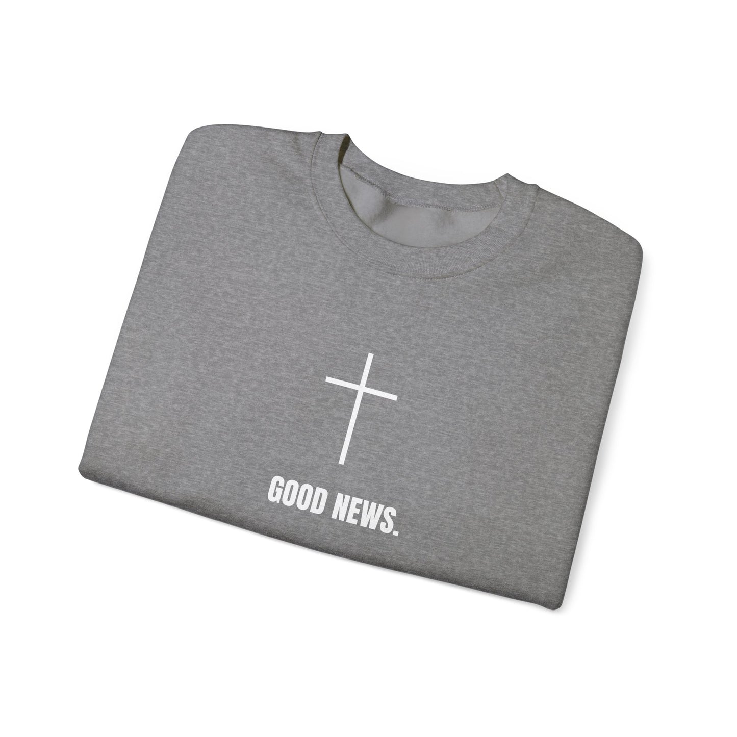 Christian Cross Sweatshirt - "Good News" Unisex Heavy Blend Crewneck