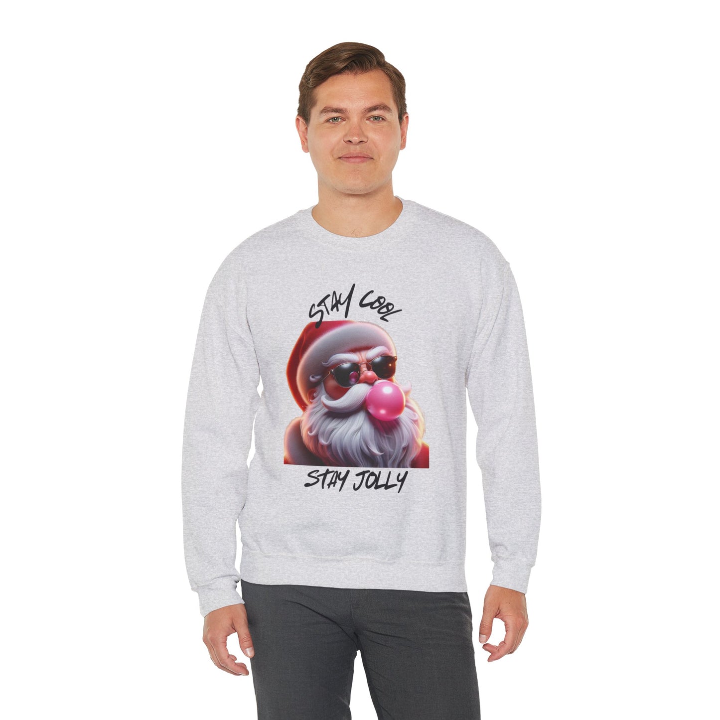 STAY COOL, STAY JOLLY, FUNNY BAD SANTA - Unisex Heavy Blend™ Crewneck Sweatshirt