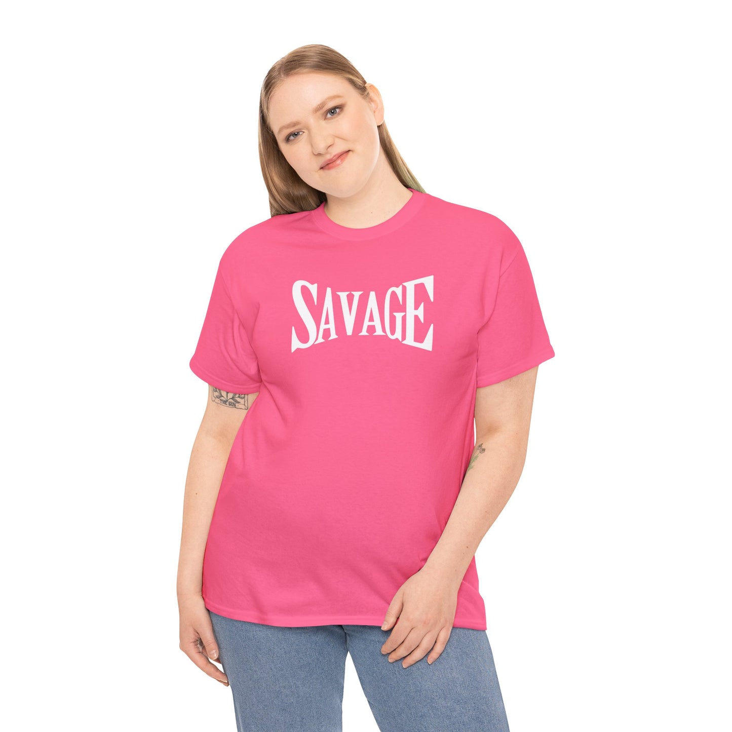 Savage Unisex Heavy Cotton Tee - Bold Graphic Tee for Statement Style