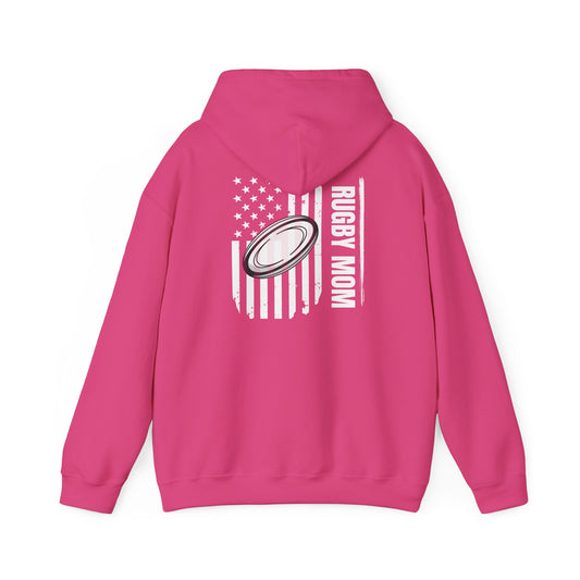 Rugby Mom Hoodie – Unisex Heavy Blend™ Sweatshirt with American Flag Design
