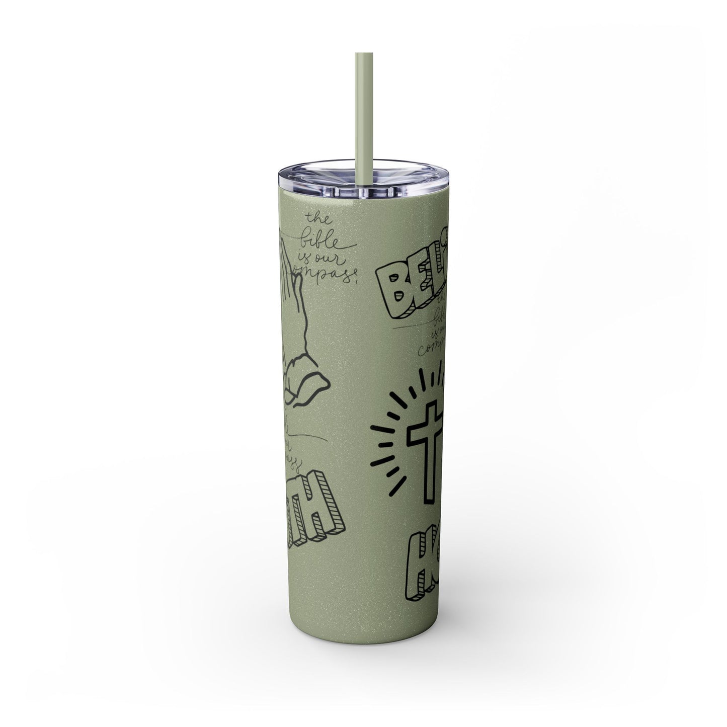 Saved By Grace Skinny Tumbler with Straw - 20oz Inspirational Drinkware