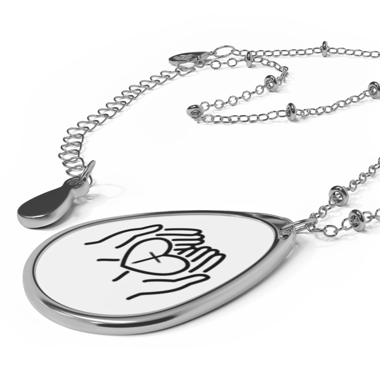 Heart Hands Oval Necklace - Meaningful Jewelry Gift for Loved Ones