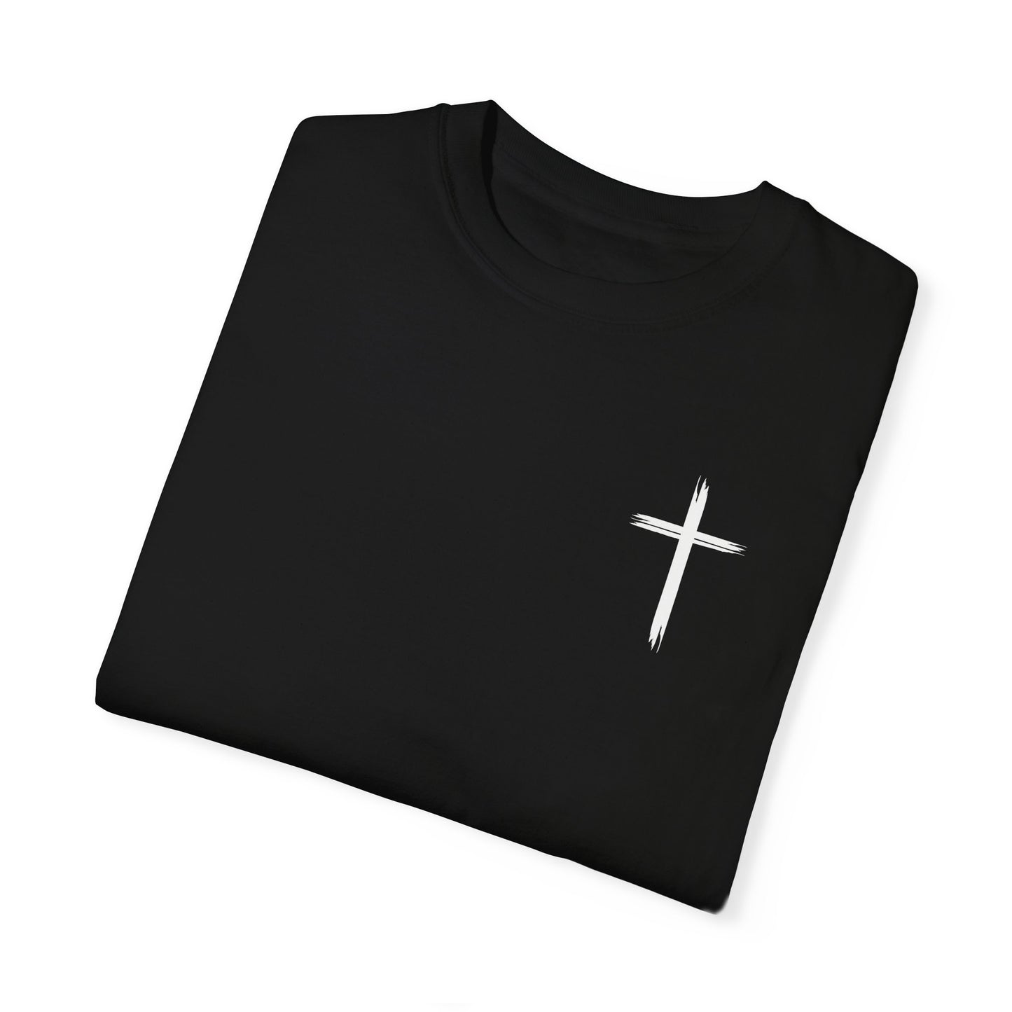 Unisex Garment-Dyed T-Shirt with Minimalist Cross Design