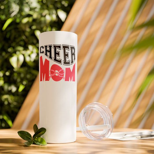 Cheer Mom Skinny Tumbler with Straw - 20oz - Perfect Gift for Cheerleading Enthusiasts