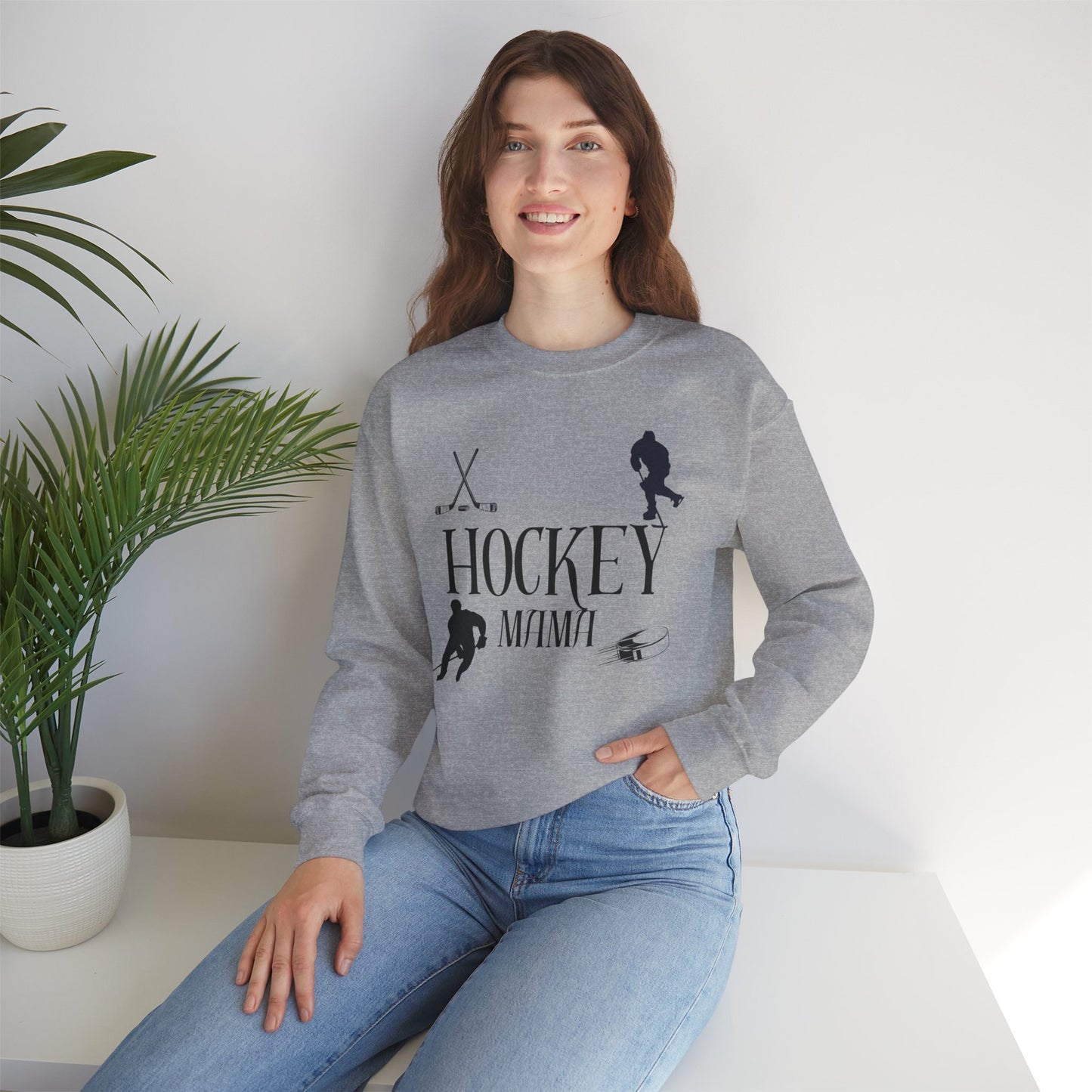 Hockey MAMA black ink - Unisex Heavy Blend™ Crewneck Sweatshirt