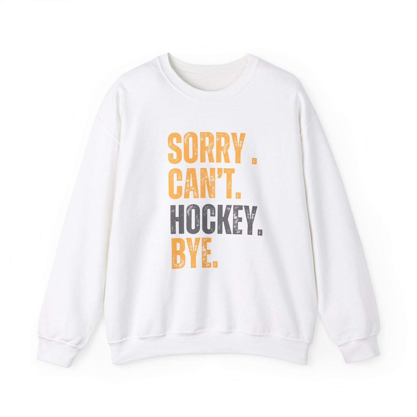 Funny Hockey Lover Yellow Sweatshirt - 'Sorry Can't Bye' Crewneck