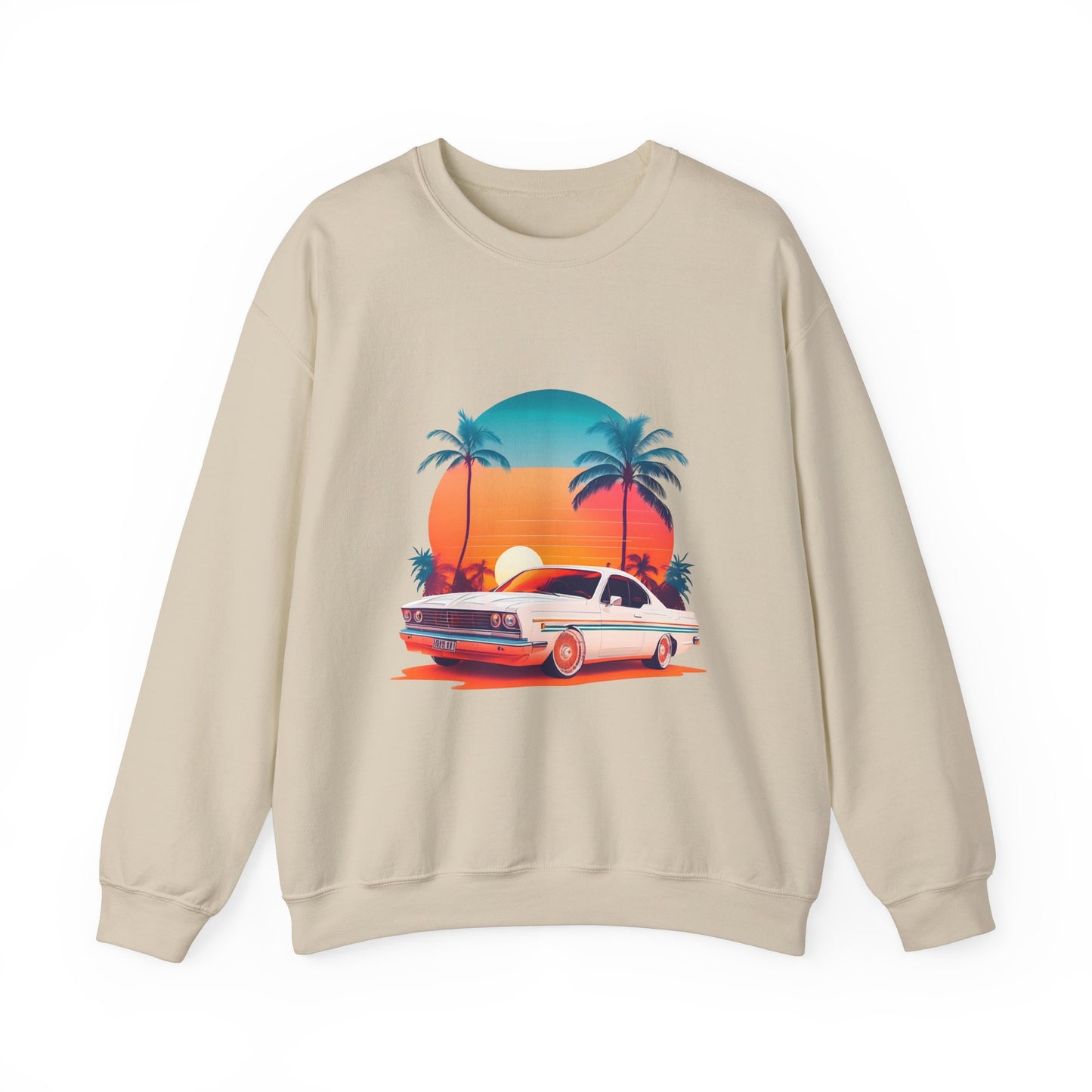 Retro Sunset Car Unisex Crewneck Sweatshirt