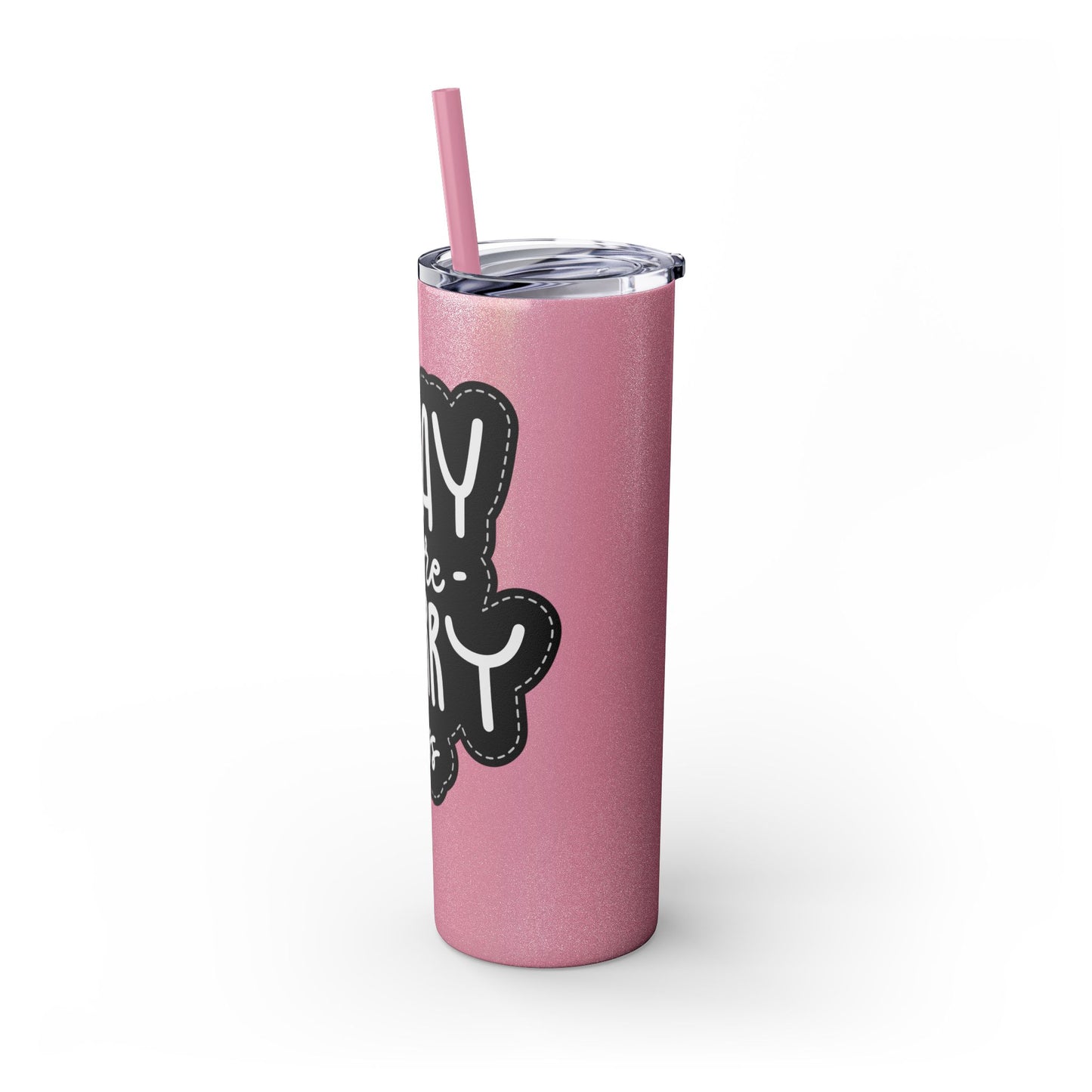 20oz Motivational Skinny Tumbler with Straw - "Pray More, Worry Less"