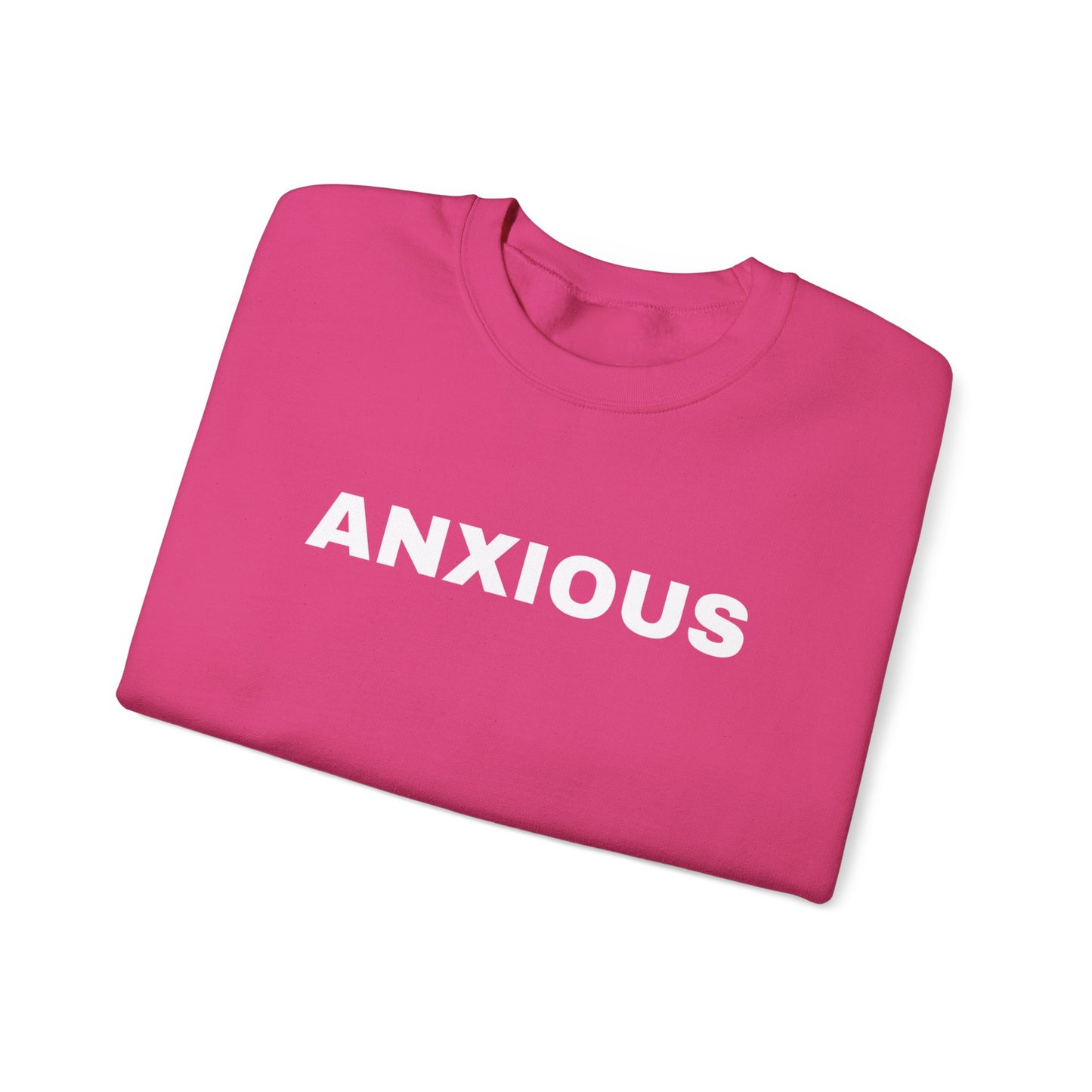 Unisex Heavy Blend™ Crewneck Sweatshirt - 'ANXIOUS' Statement Sweatshirt for Mental Health Awareness