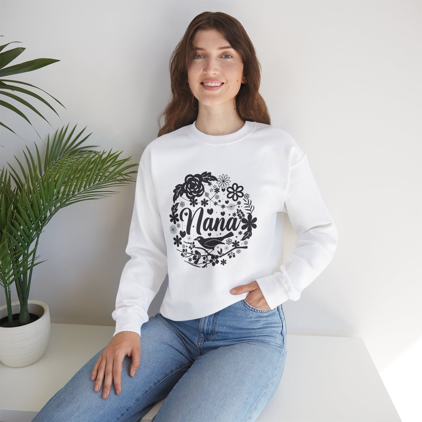 Floral Nana Crewneck Sweatshirt - Cozy Gift for Grandmothers