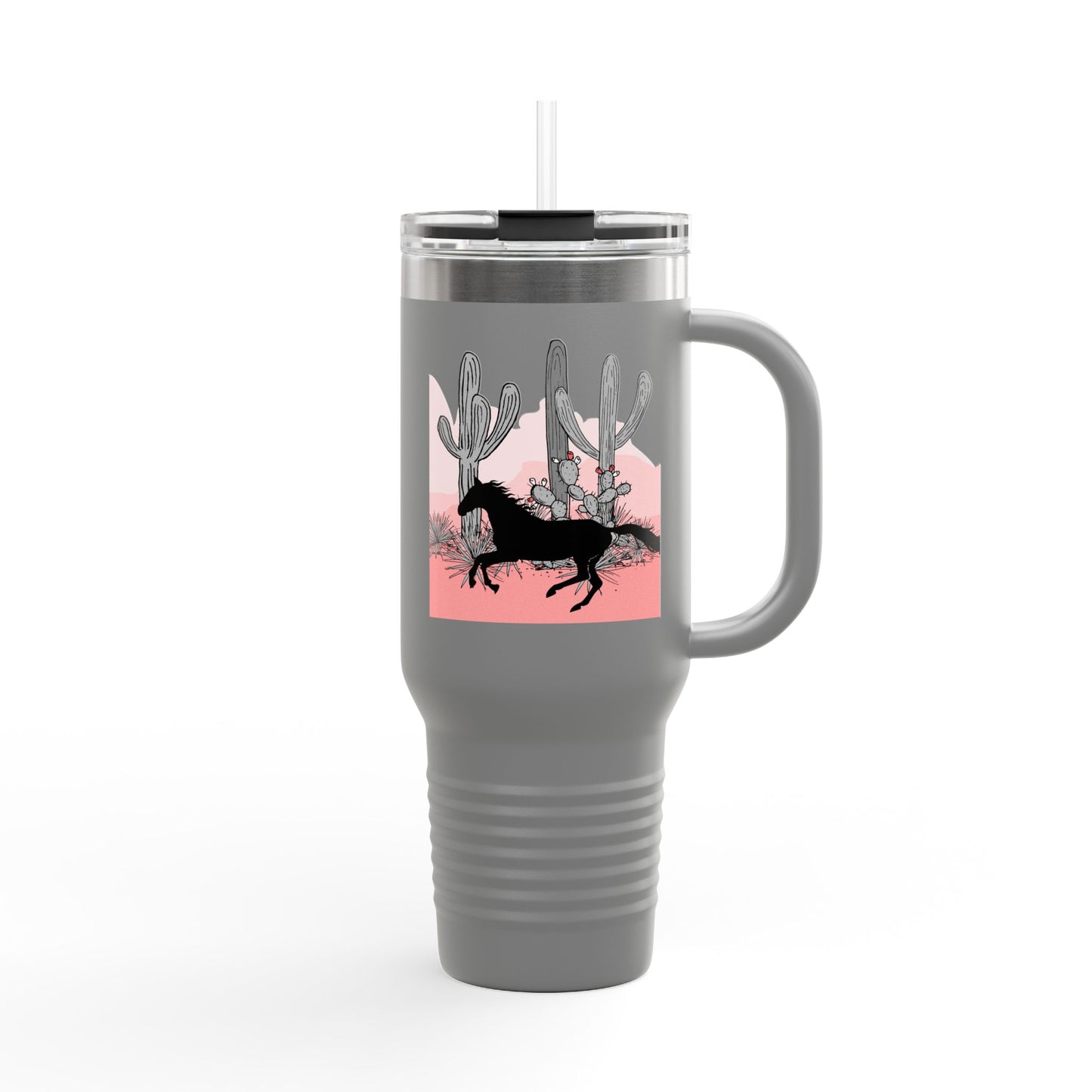 Horse Cactus Adventure Insulated Travel Mug - 40oz, Perfect for Outdoor Enthusiasts