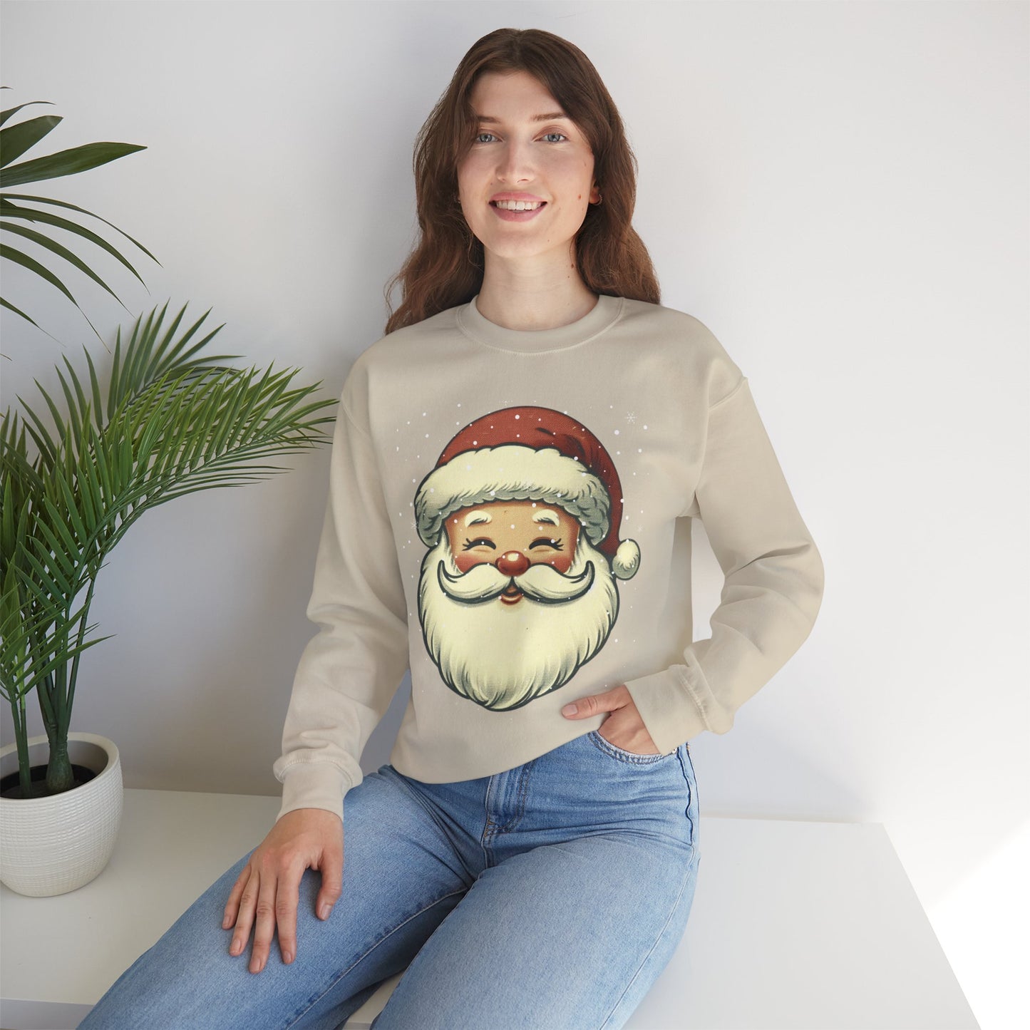 Vintage Santa Face Unisex Heavy Blend™ Crewneck Sweatshirt