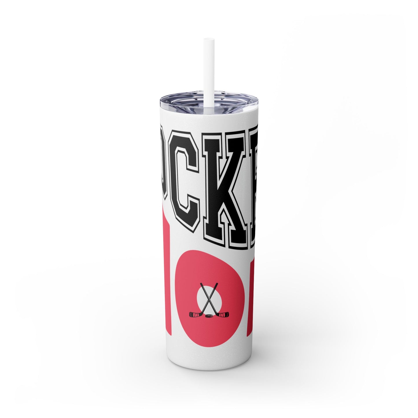 Personalized Hockey Mom Skinny Tumbler with Straw - 20oz, Perfect for Sports Fans