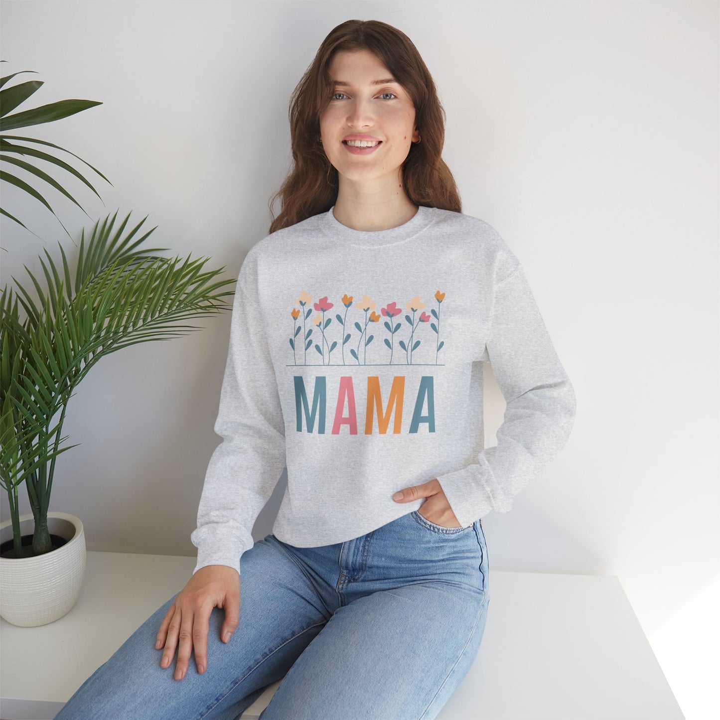 Floral MAMA - Unisex Heavy Blend™ Crewneck Sweatshirt