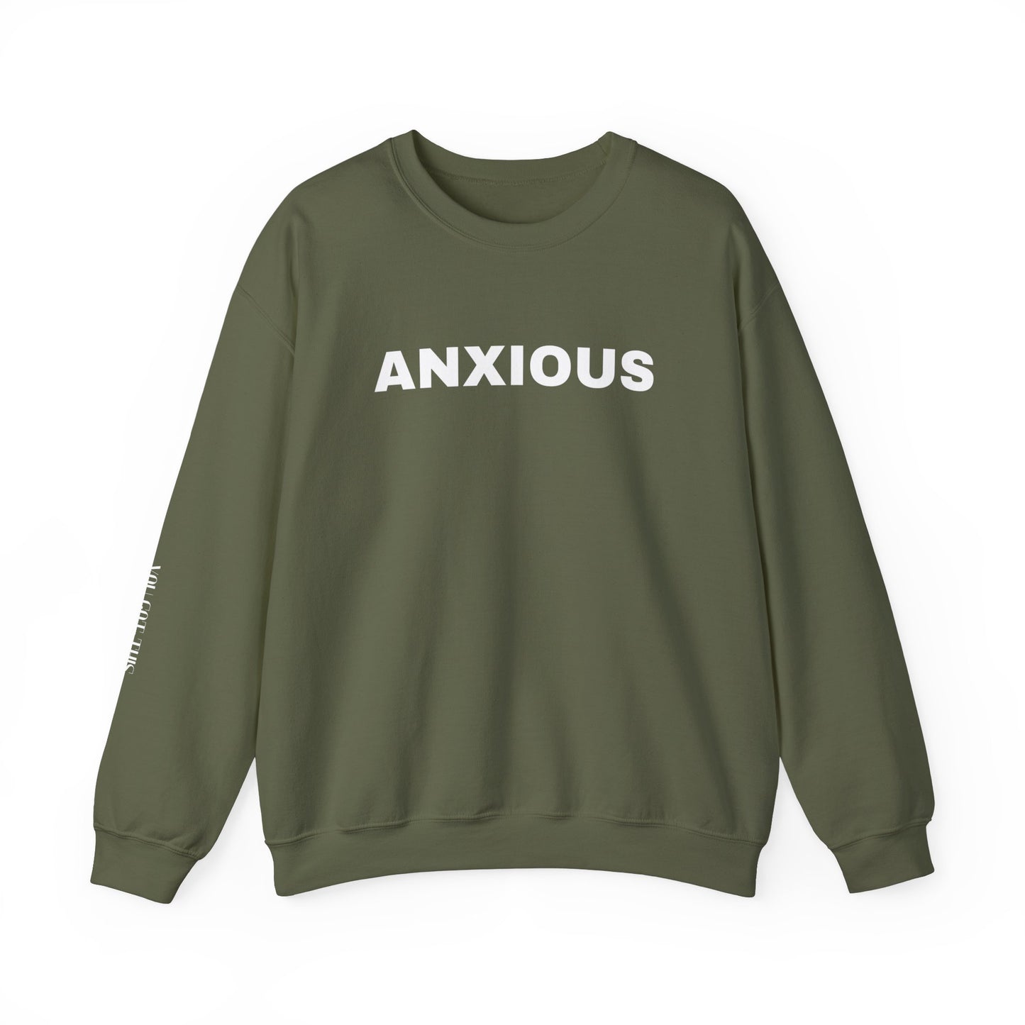 Unisex Heavy Blend™ Crewneck Sweatshirt - 'ANXIOUS' Statement Sweatshirt for Mental Health Awareness