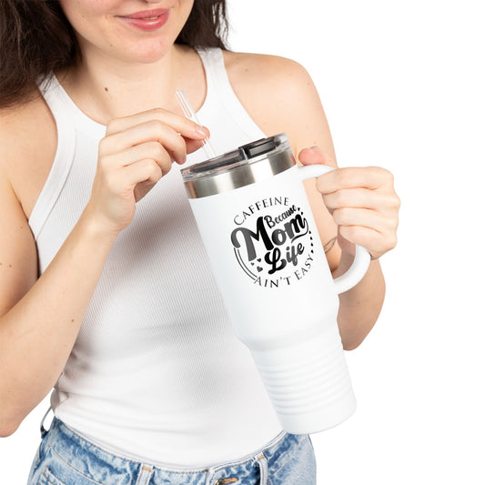 Caffeine Mom Life Insulated Travel Mug - 40oz Coffee Tumbler