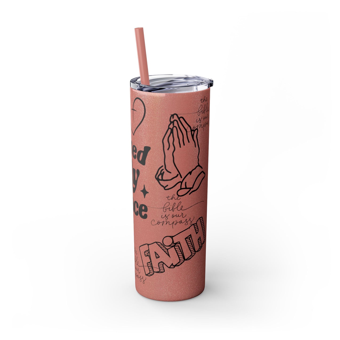 Saved By Grace Skinny Tumbler with Straw - 20oz Inspirational Drinkware