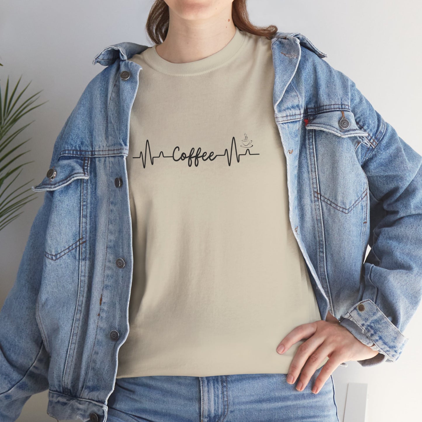 Coffee Heartbeat Unisex Heavy Cotton Tee - Perfect Gift for Coffee Lovers